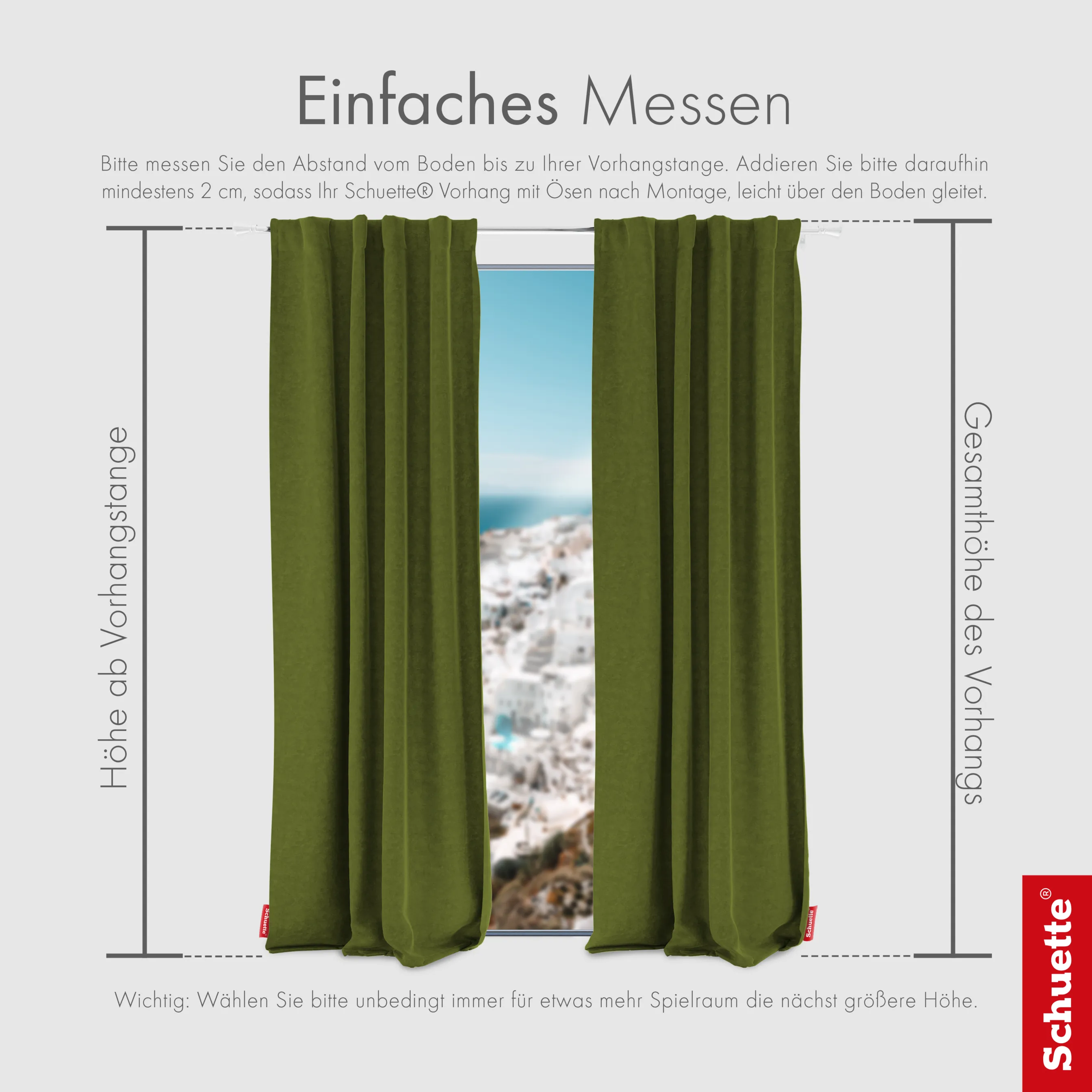 Schuette® Verdunkelungs-Vorhang Gardine mit Tunnelband nach Maß ● Millenium Velvet Kollektion: Olives Garden (Grün) ● 1 Stück ● Knitterfrei Pflegeleicht Thermo Blickdicht & stark Abdunkelnd