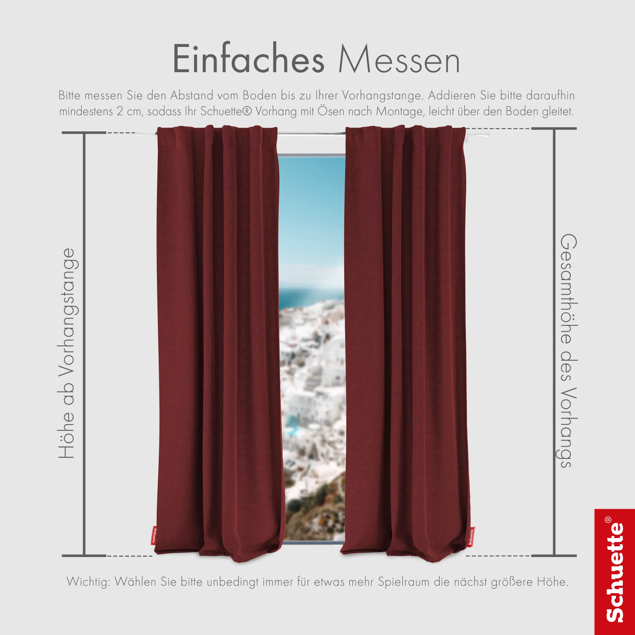 Schuette® Verdunkelungs-Vorhang Gardine mit Tunnelband nach Maß ● Millenium Velvet Kollektion: Carmine (Rot) ● 1 Stück ● Knitterfrei Pflegeleicht Thermo Blickdicht & stark Abdunkelnd