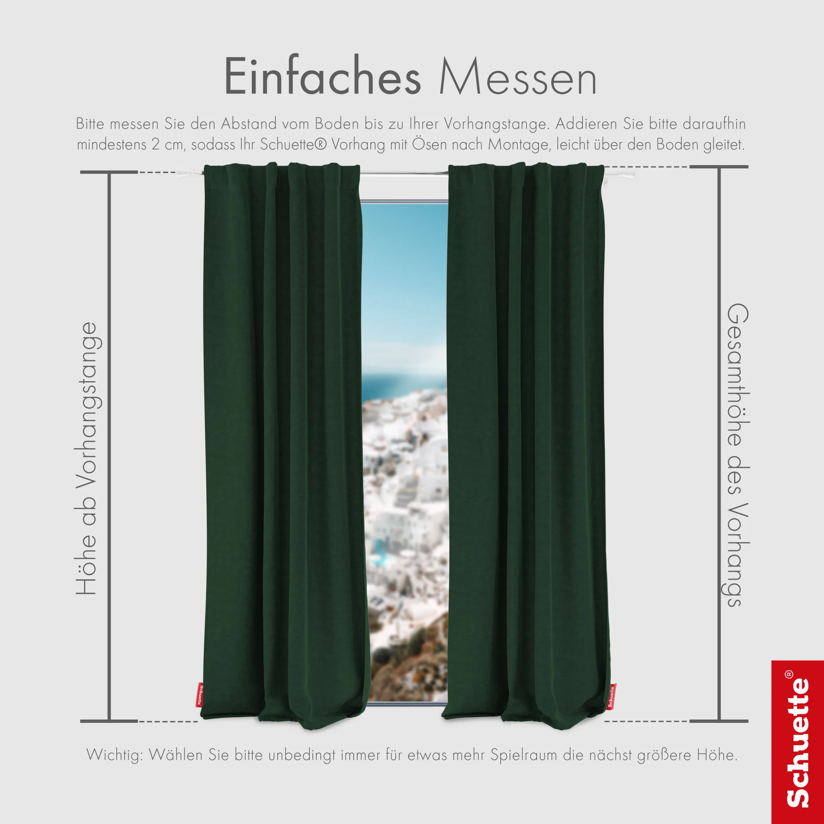 Schuette® Verdunkelungs-Vorhang Gardine mit Tunnelband nach Maß ● Millenium Velvet Kollektion: Dark Forest (Dunkelgrün) ● 1 Stück ● Knitterfrei Pflegeleicht Thermo Blickdicht & stark Abdunkelnd