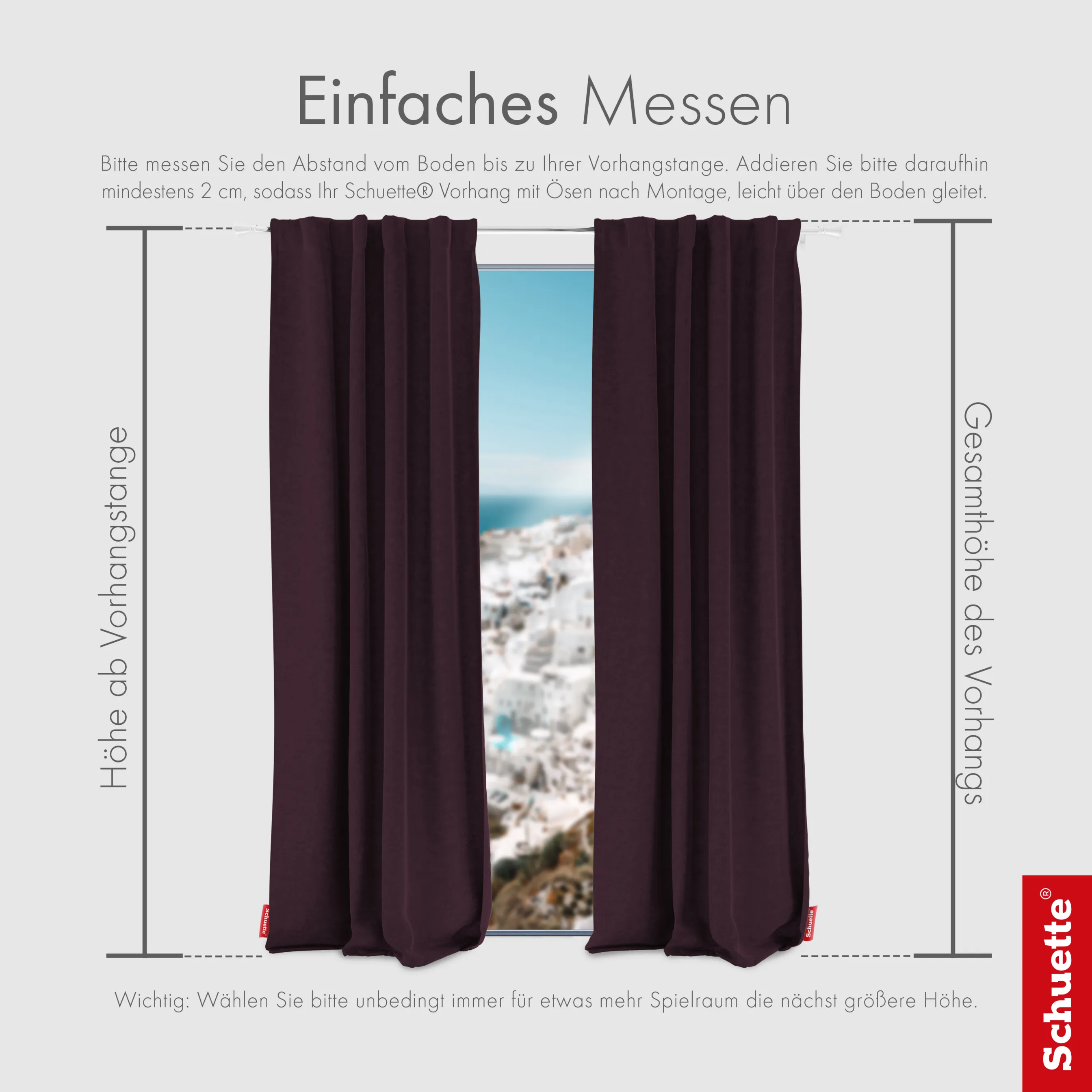 Schuette® Verdunkelungs-Vorhang Gardine mit Tunnelband nach Maß ● Millenium Velvet Kollektion: Plum (Purple) ● 1 Stück ● Knitterfrei Pflegeleicht Thermo Blickdicht & stark Abdunkelnd