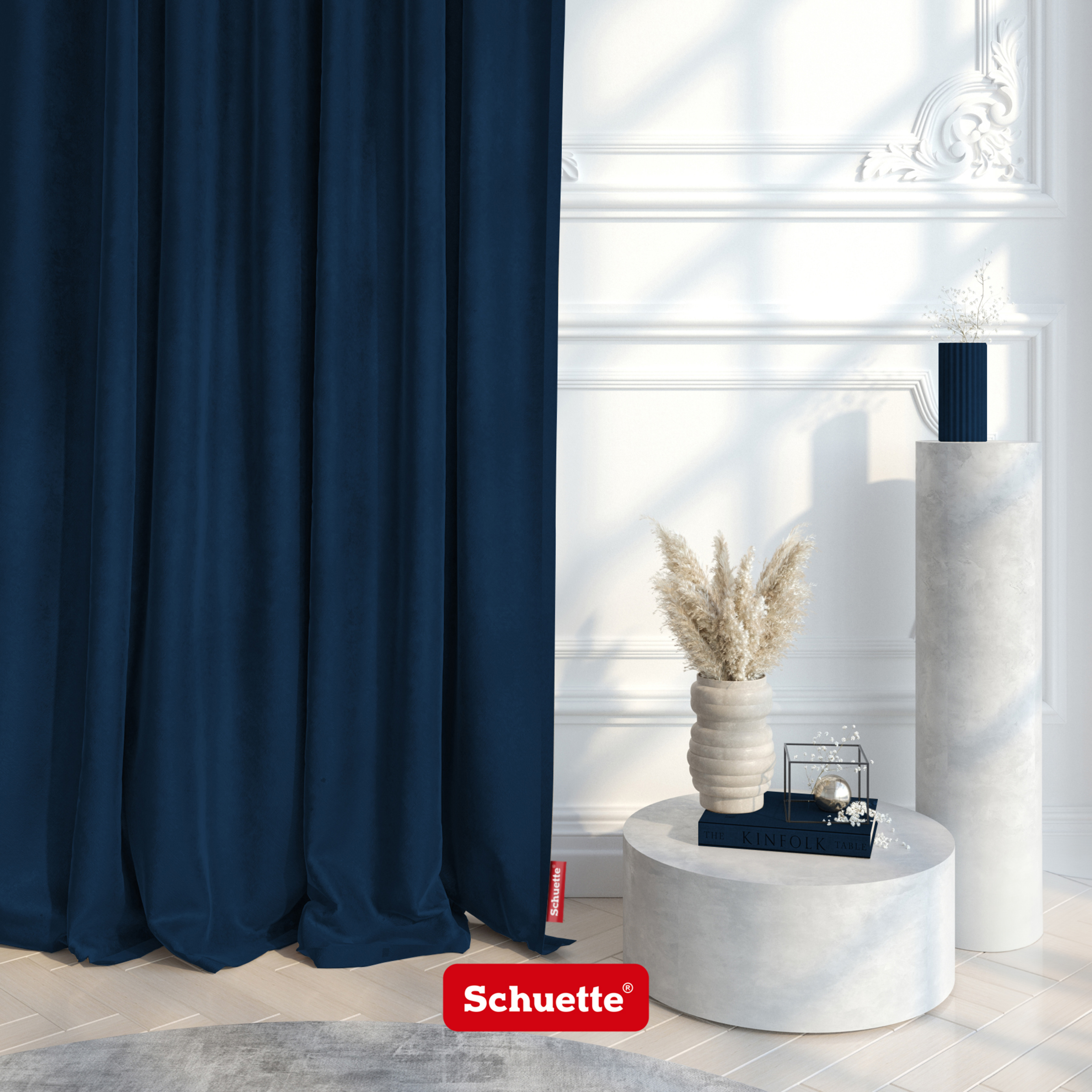 Schuette® Verdunkelungs-Vorhang Gardine mit Ösen nach Maß ● Millenium Velvet Kollektion: Royal Blue (Blau) ● 1 Stück ● Knitterfrei Pflegeleicht Thermo Blickdicht & stark Abdunkelnd