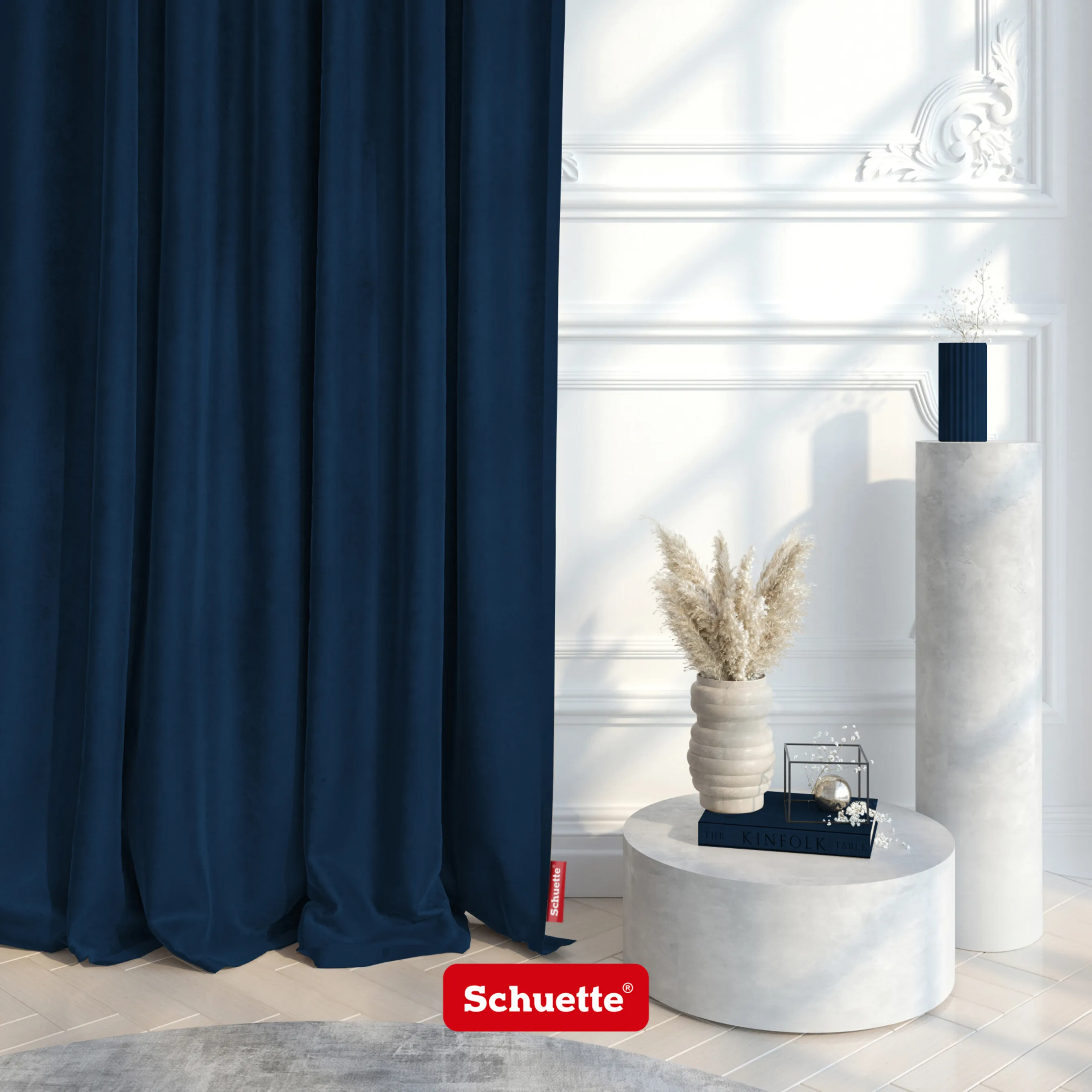 Schuette® Verdunkelungs-Vorhang Gardine mit Tunnelband nach Maß ● Millenium Velvet Kollektion: Royal Blue (Blau) ● 1 Stück ● Knitterfrei Pflegeleicht Thermo Blickdicht & stark Abdunkelnd