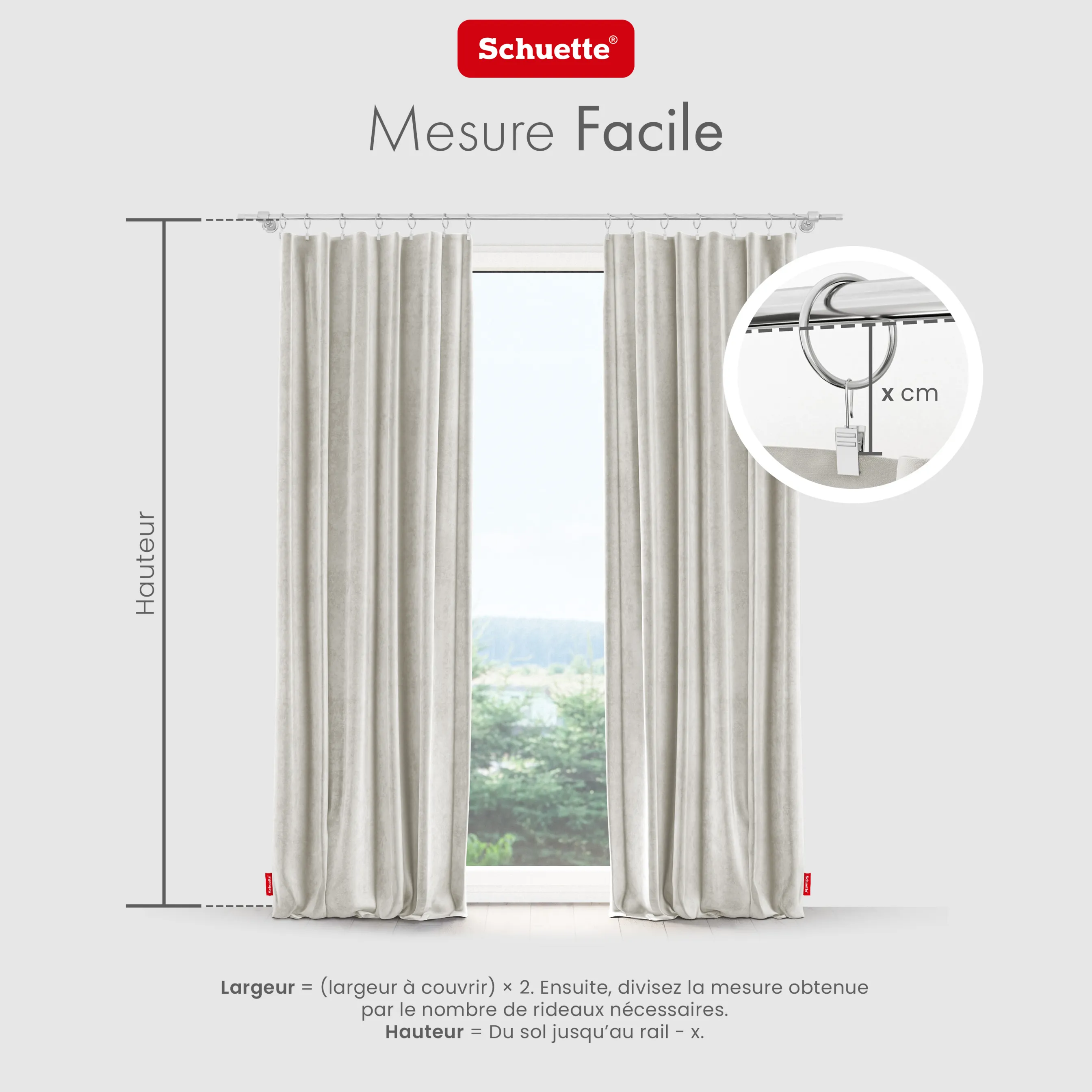 Schuette® Verdunkelungs-Vorhang Gardine mit Tunnelband nach Maß ● Millenium Velvet Kollektion: Polar Bear (Weiß-Grau-Beige) ● 1 Stück ● Knitterfrei Pflegeleicht Thermo Blickdicht & stark Abdunkelnd