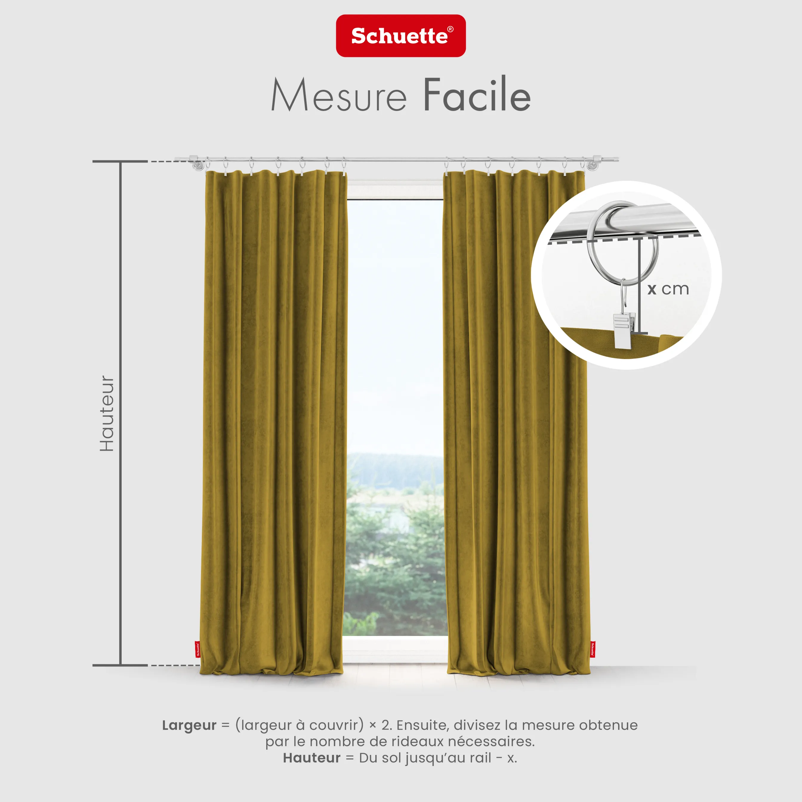 Schuette® Verdunkelungs-Vorhang Gardine mit Tunnelband nach Maß ● Millenium Velvet Kollektion: Butterscotch (Gelb) ● 1 Stück ● Knitterfrei Pflegeleicht Thermo Blickdicht & stark Abdunkelnd