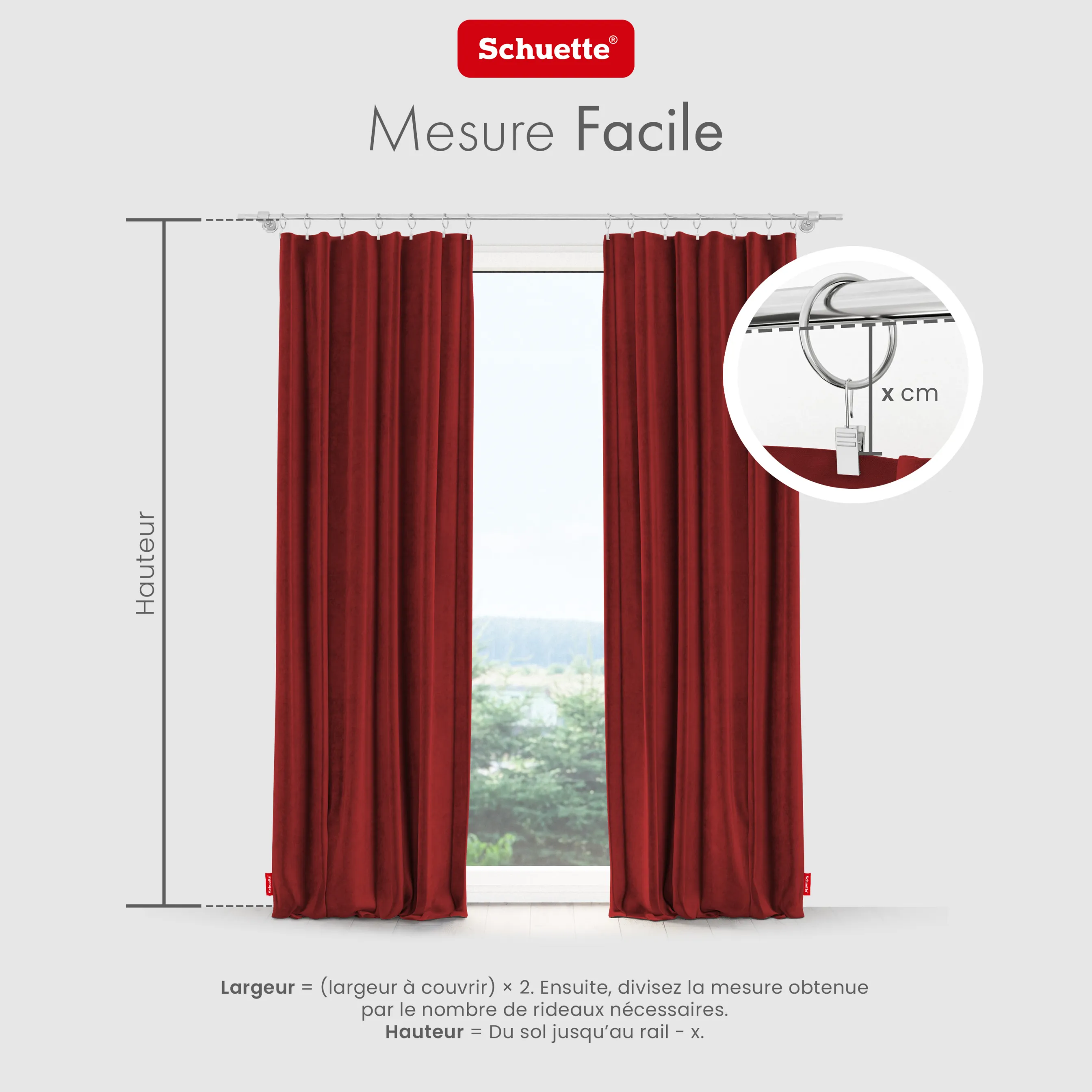 Schuette® Verdunkelungs-Vorhang Gardine mit Tunnelband nach Maß ● Millenium Velvet Kollektion: Sangria (Rot) ● 1 Stück ● Knitterfrei Pflegeleicht Thermo Blickdicht & stark Abdunkelnd