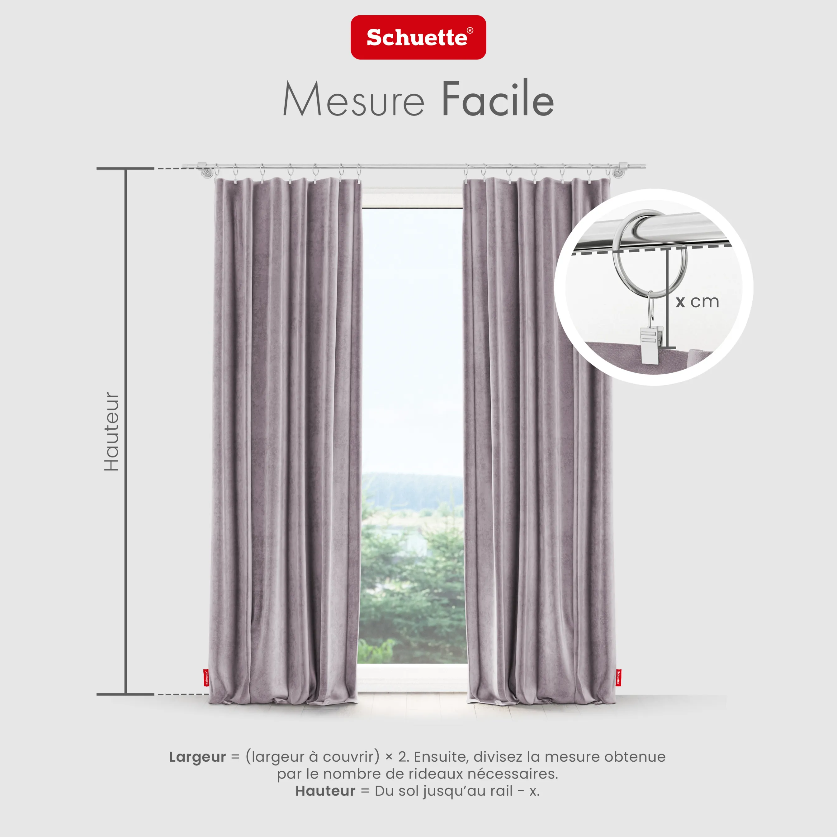 Schuette® Verdunkelungs-Vorhang Gardine mit Tunnelband nach Maß ● Millenium Velvet Kollektion: Purple Grape (Lila) ● 1 Stück ● Knitterfrei Pflegeleicht Thermo Blickdicht & stark Abdunkelnd