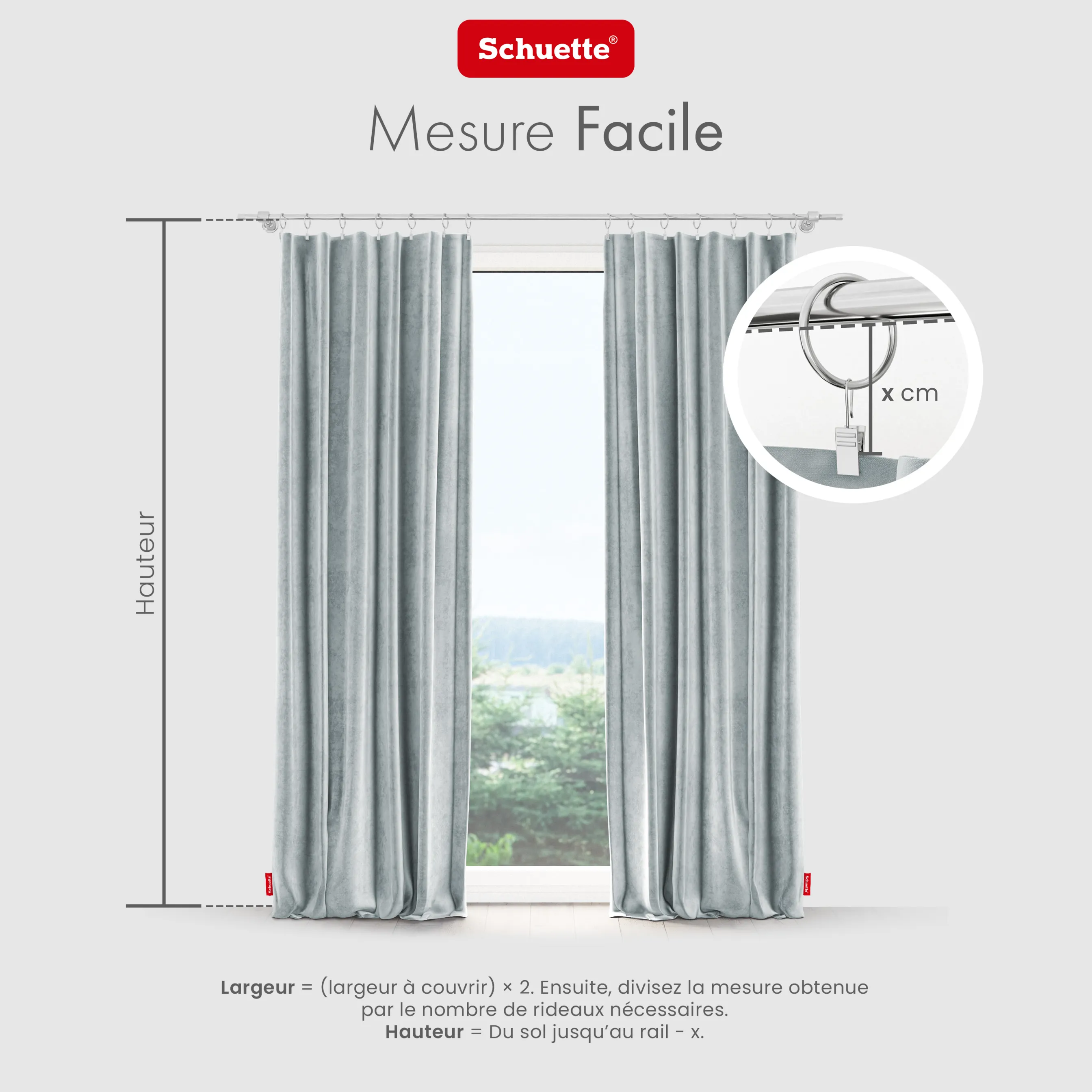 Schuette® Verdunkelungs-Vorhang Gardine mit Tunnelband nach Maß ● Millenium Velvet Kollektion: Koala Shade (Grau) ● 1 Stück ● Knitterfrei Pflegeleicht Thermo Blickdicht & stark Abdunkelnd