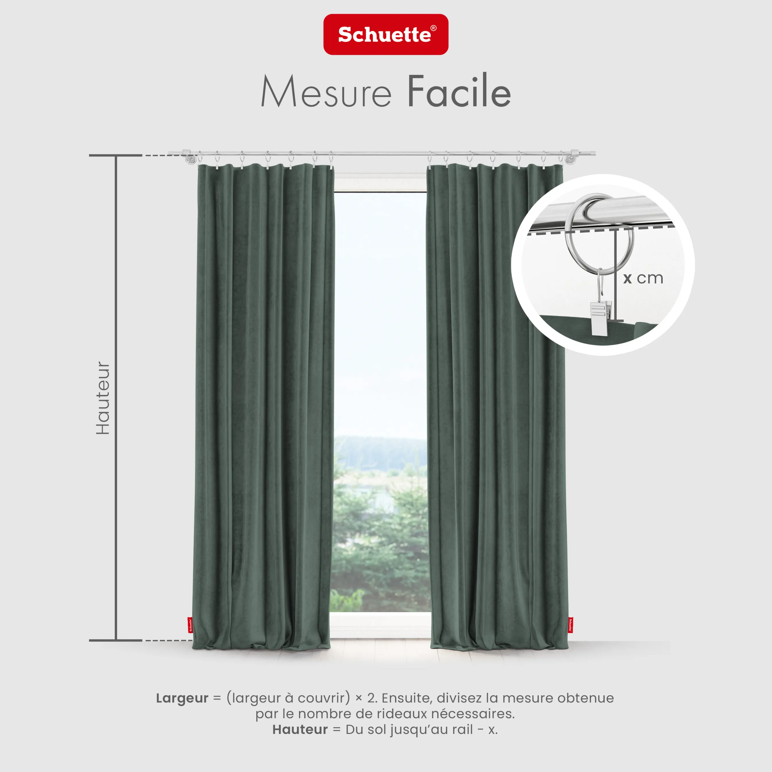 Schuette® Verdunkelungs-Vorhang Gardine mit Tunnelband nach Maß ● Millenium Velvet Kollektion: Isle of Pines (Dunkelgrün) ● 1 Stück ● Knitterfrei Pflegeleicht Thermo Blickdicht & stark Abdunkelnd