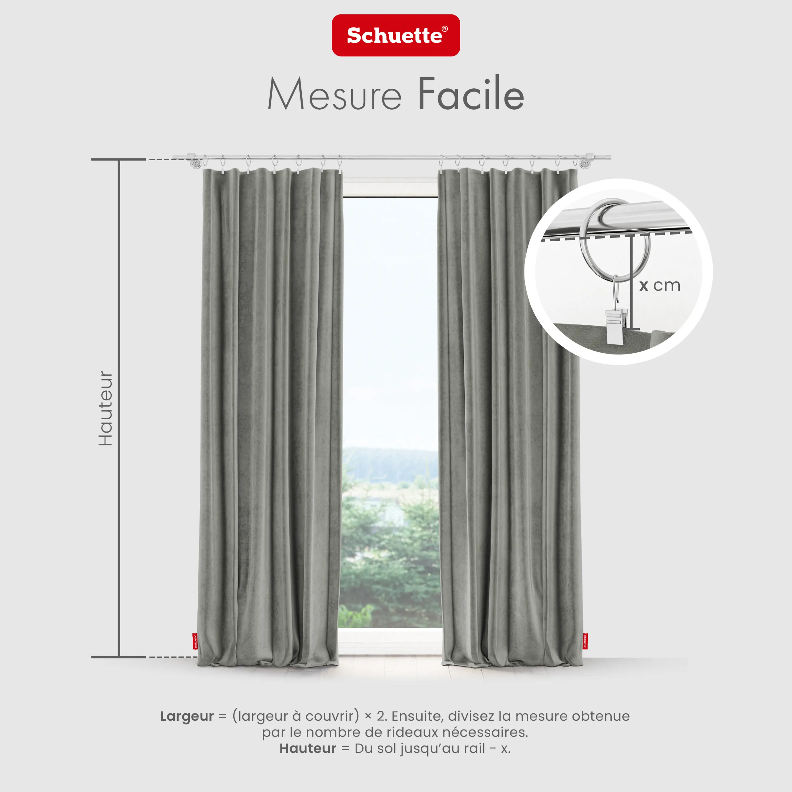 Schuette® Verdunkelungs-Vorhang Gardine mit Tunnelband nach Maß ● Millenium Velvet Kollektion: Umber Gray (Grau) ● 1 Stück ● Knitterfrei Pflegeleicht Thermo Blickdicht & stark Abdunkelnd