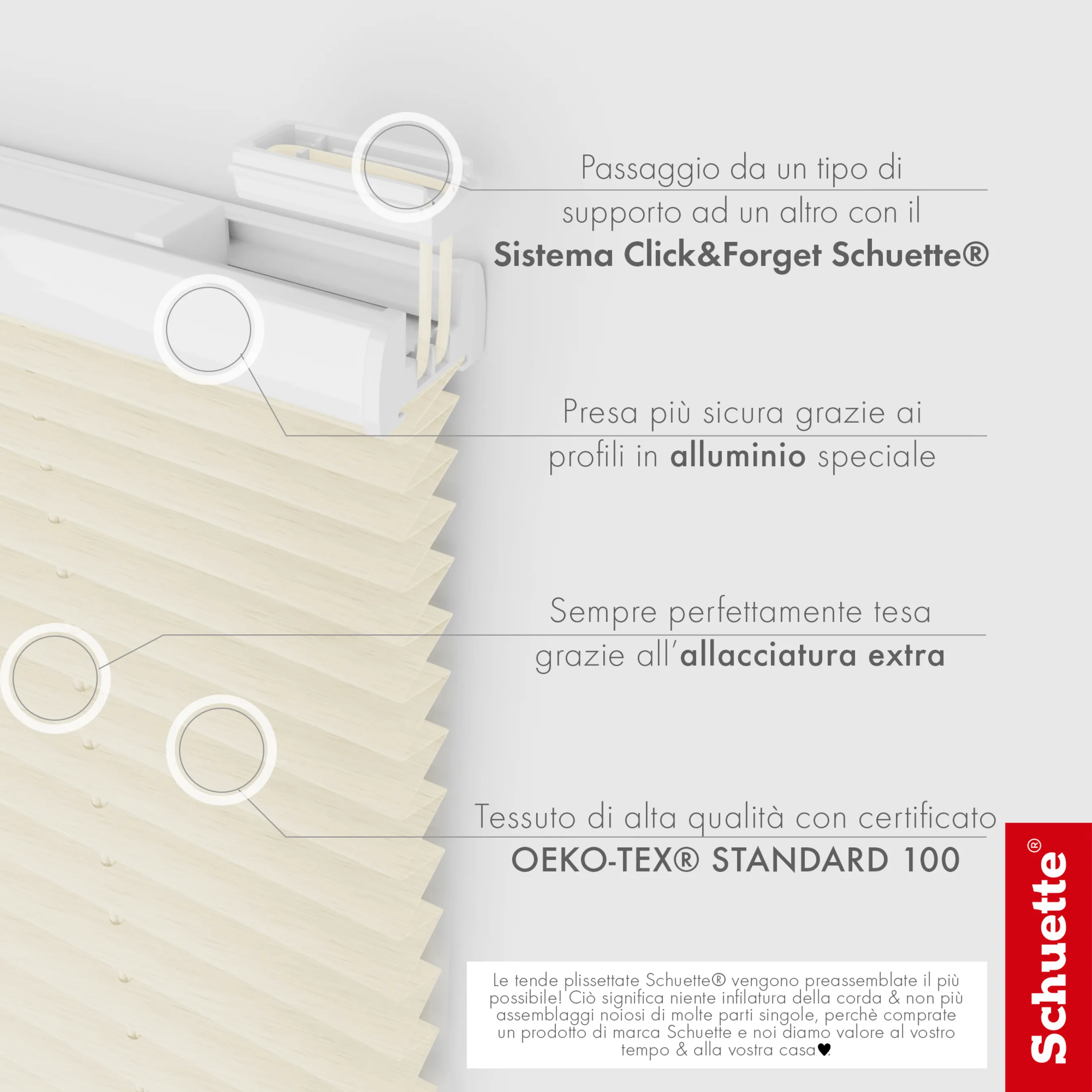 Schuette® Plissee ohne Bohren nach Maß • Suprafix Klemmhalter “Incognito X" • Dolomite Kollektion: Vanilla Sky (Beige) • Profilfarbe: Weiß