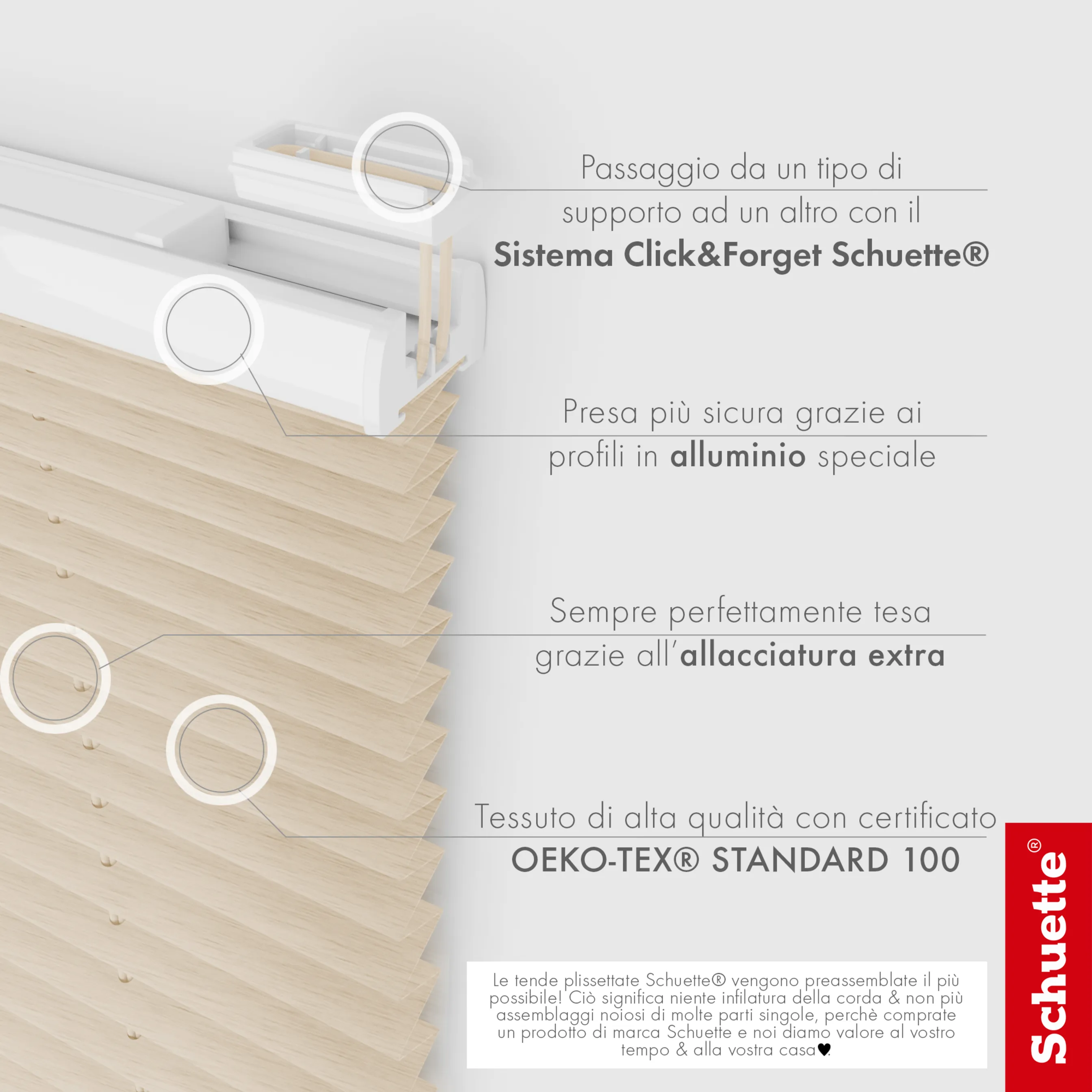 Schuette® Plissee ohne Bohren nach Maß • Suprafix Klemmhalter “Incognito X" • Dolomite Kollektion: Wet Stand (Beige) • Profilfarbe: Anthrazit