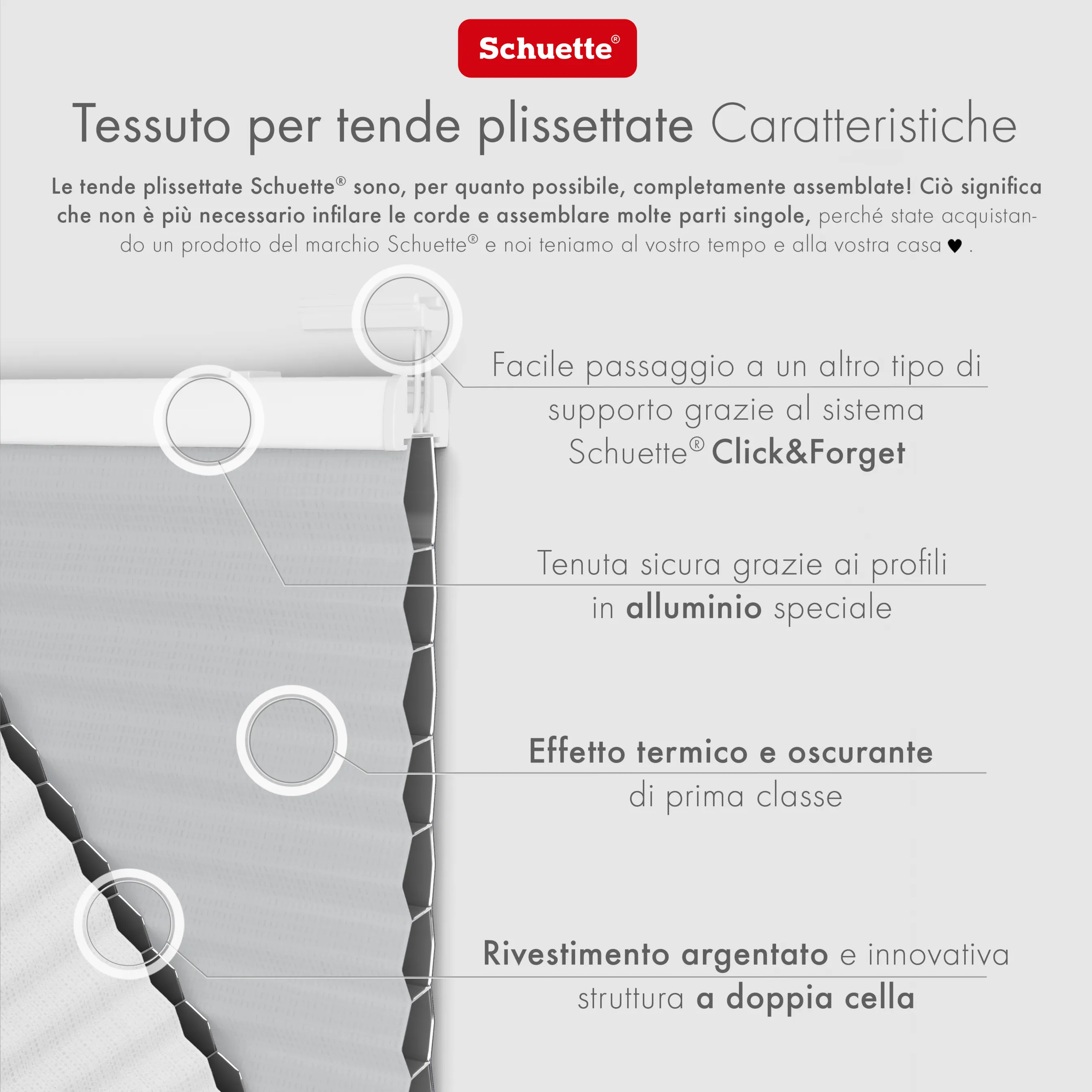 Schuette® Wabenplissee ohne Bohren nach Maß • Suprafix Klemmhalter “Incognito X" • Honey Kollektion: Skyfall (Hellgrau) • Profilfarbe: Eiche