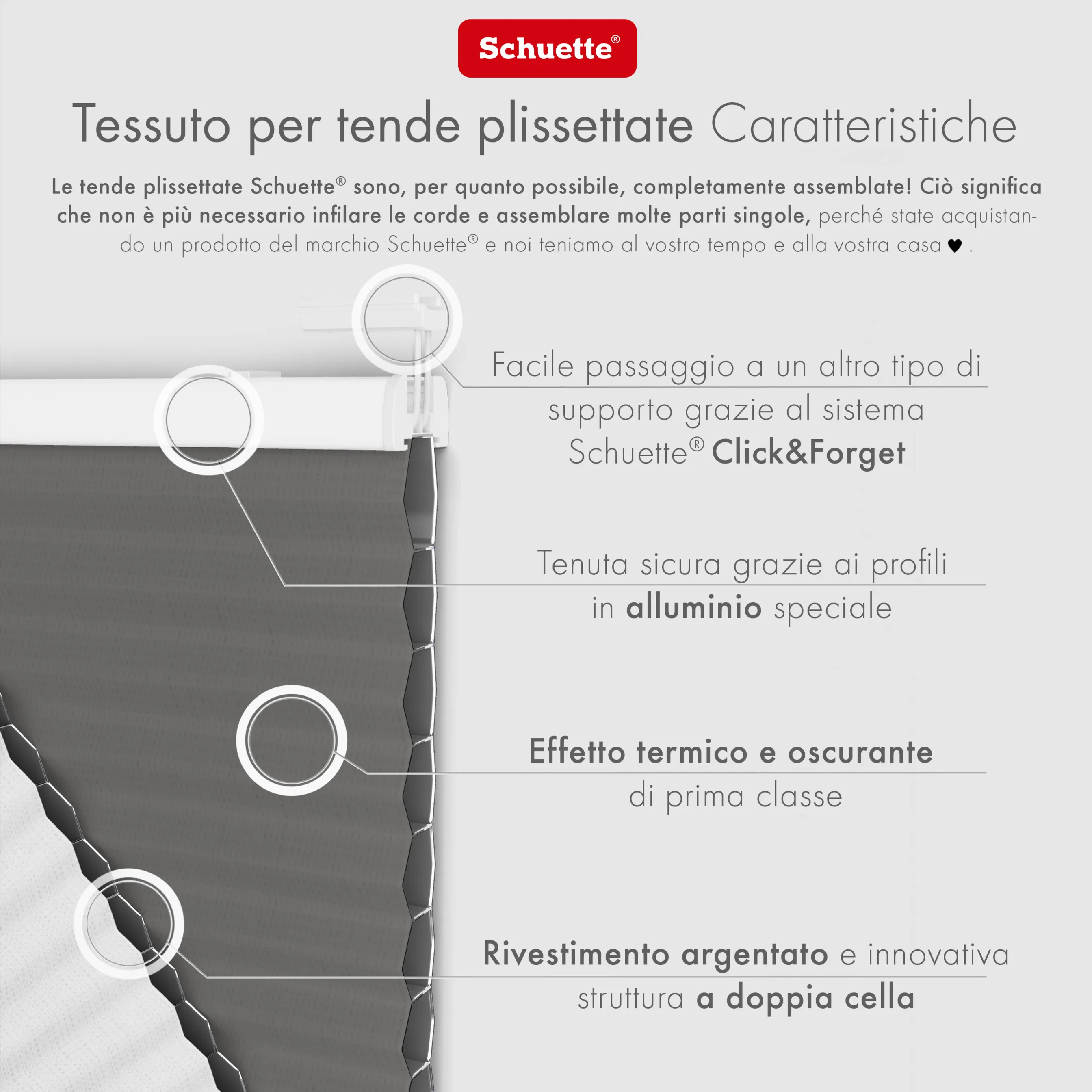 Schuette® Wabenplissee ohne Bohren nach Maß • Suprafix Klemmhalter “Incognito X" • Honey Kollektion: Swiss Chocolate (Taupe) • Profilfarbe: Silber