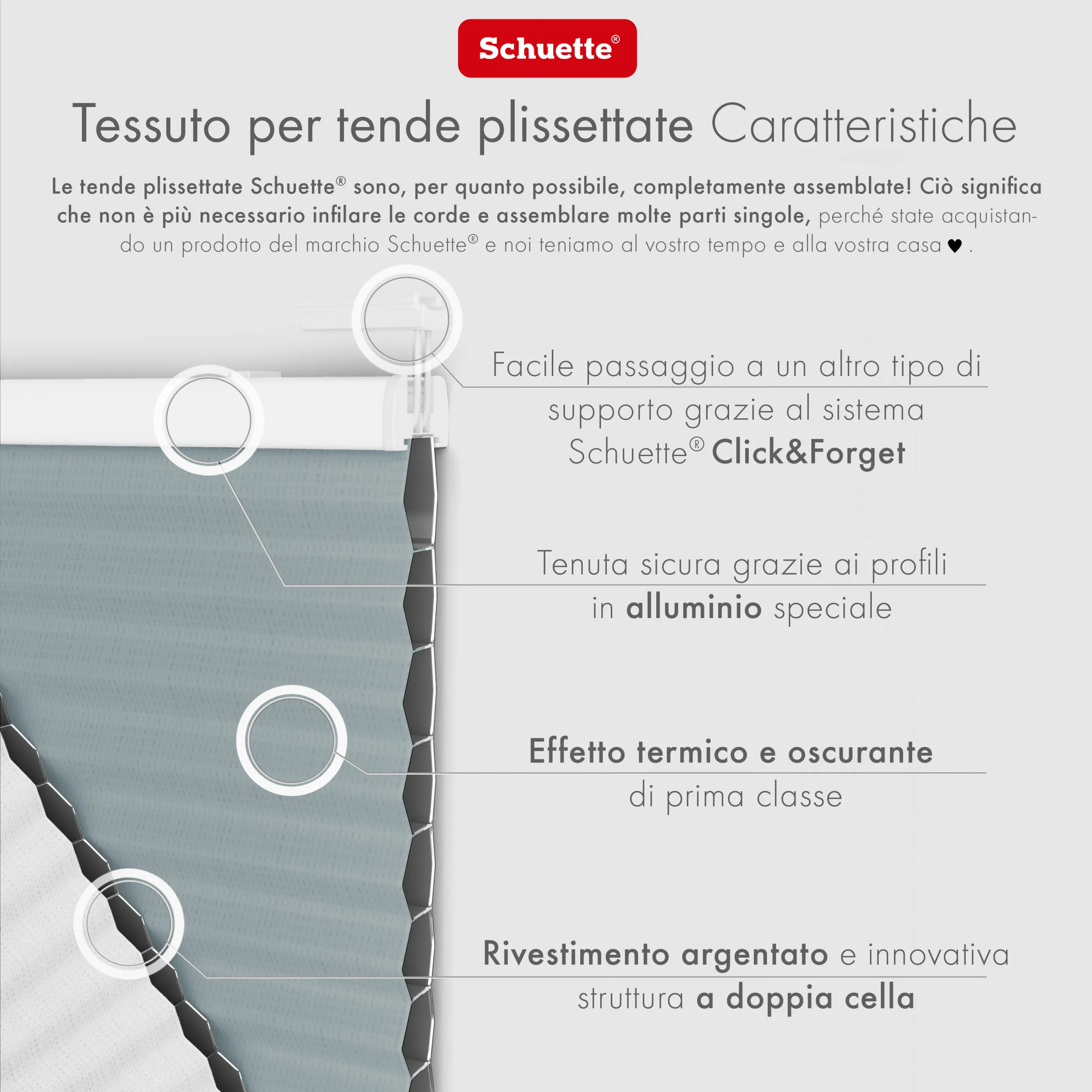 Schuette® Wabenplissee ohne Bohren nach Maß • Suprafix Klemmhalter “Incognito X" • Honey Kollektion: Cloud Nine (Pastellblau) • Profilfarbe: Anthrazit