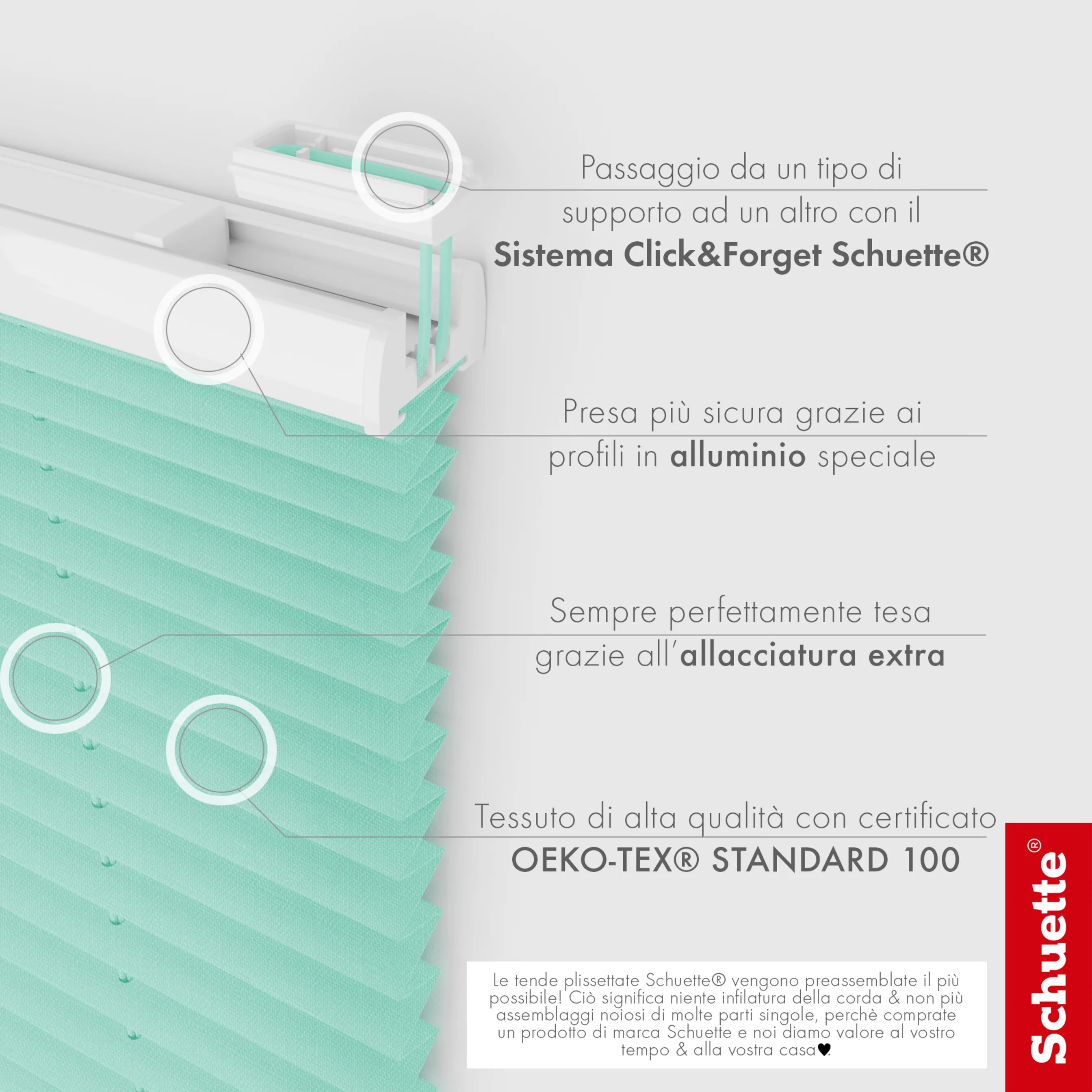 Schuette® Dachfenster Plissee nach Maß • Melange Kollektion: Mint Ice Cream (Grün) • Profilfarbe: Eiche