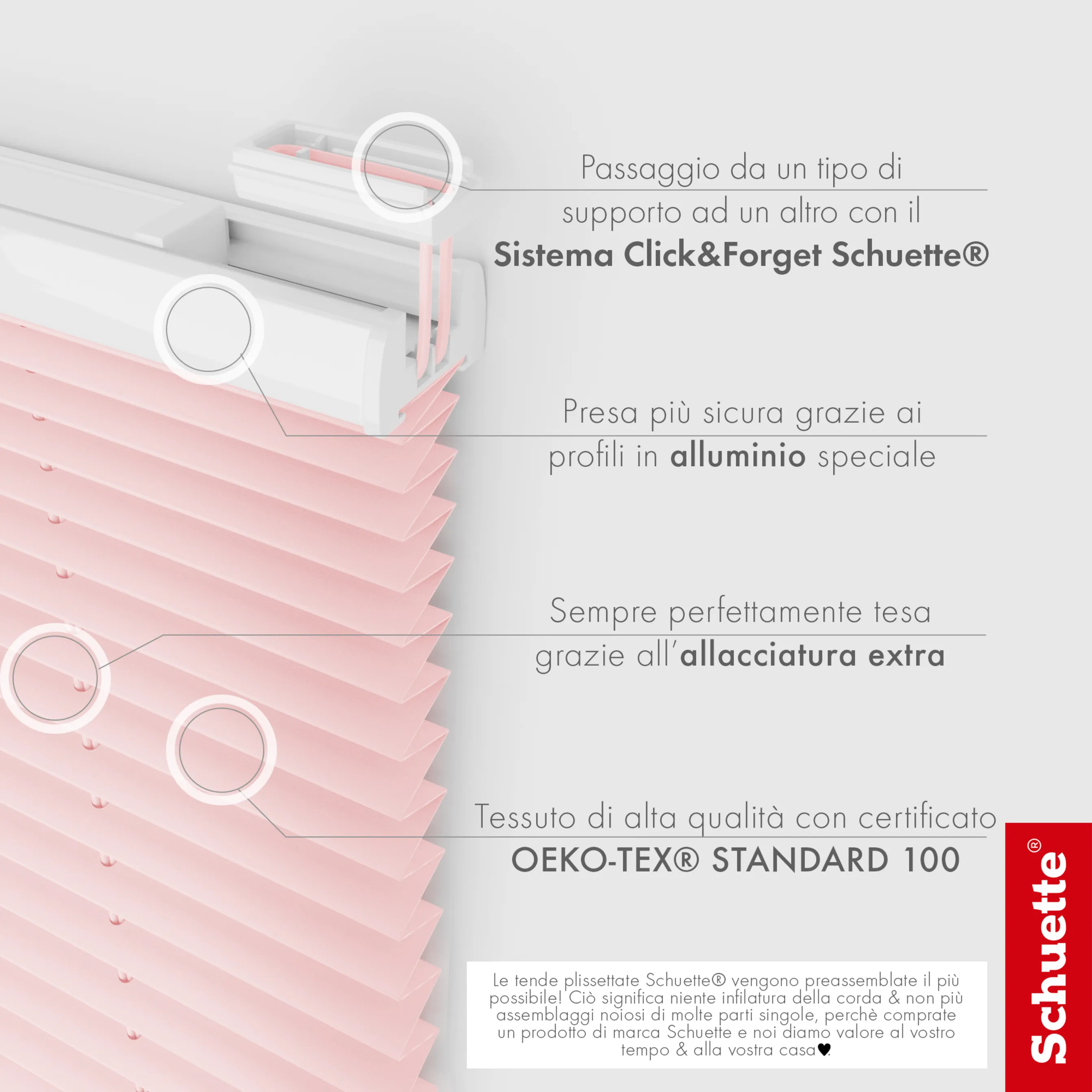 Schuette® Plissee ohne Bohren nach Maß • Suprafix Klemmhalter "X" • Premium Kollektion: Powdered Rose (Rosa) • Profilfarbe: Weiß
