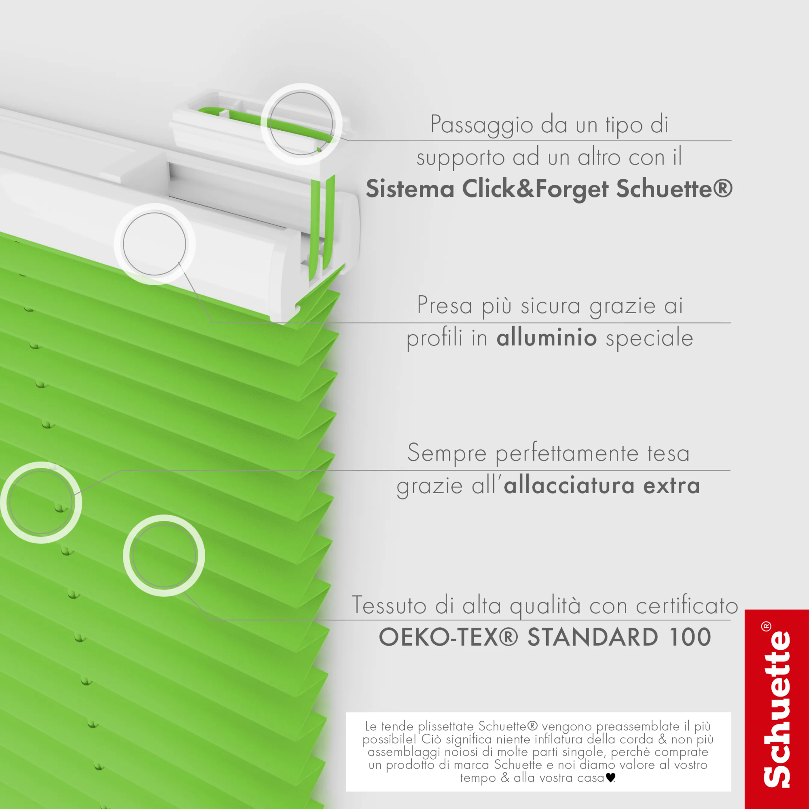 Schuette® Plissee ohne Bohren nach Maß • Suprafix Klemmhalter "X" • Premium Kollektion: Green Meadow (Grün) • Profilfarbe: Weiß