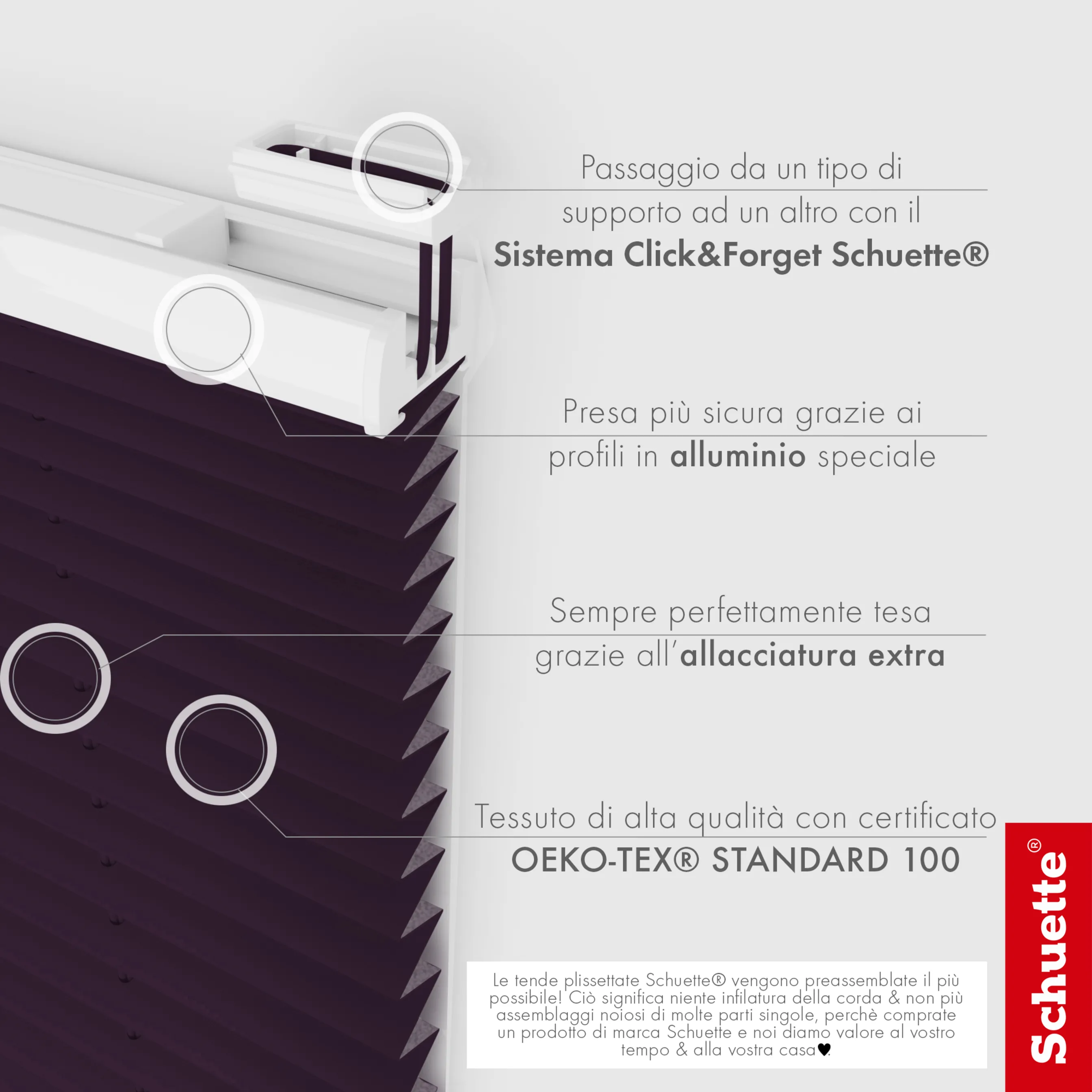 Schuette® Plissee ohne Bohren nach Maß • Suprafix Klemmhalter “Incognito X" • Thermo Kollektion: Violet Paradise (Violett) • Profilfarbe: Silber
