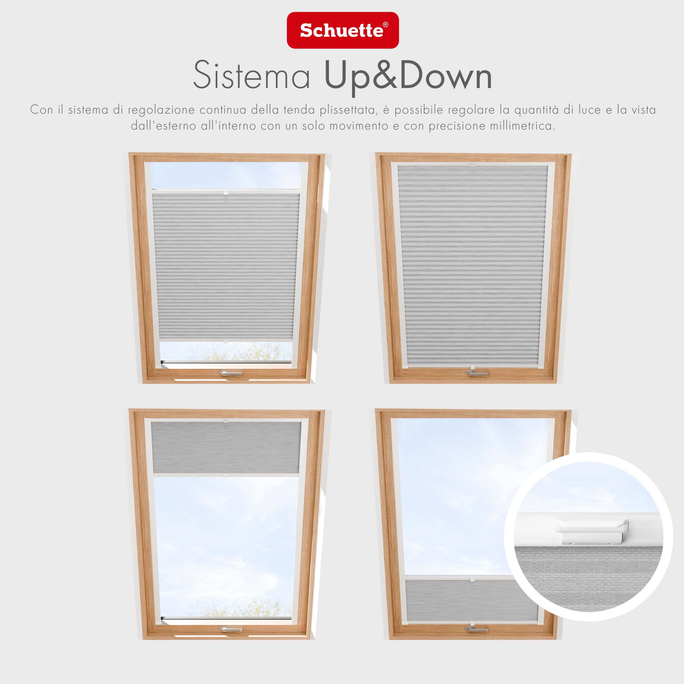 Schuette® Dachfenster Plissee nach Maß • Dolomite Kollektion: Storm Gray (Grau) • Profilfarbe: Weiß