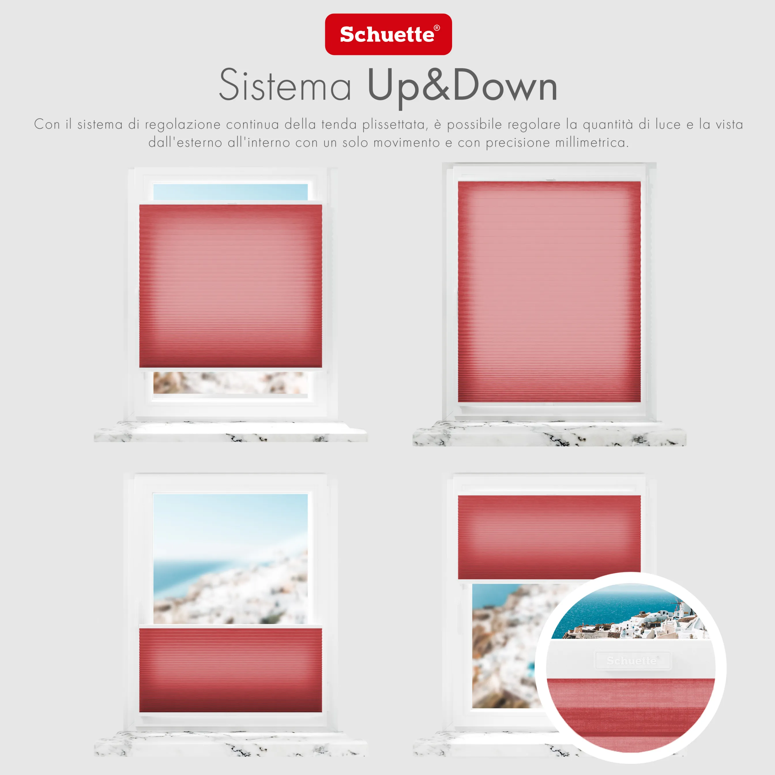 Schuette® Wabenplissee mit Bohren nach Maß • Suprafix Halterungen “Mit Bohren” • Thermo x Honey Kollektion: Cherrished (Rot) • Profilfarbe: Braun
