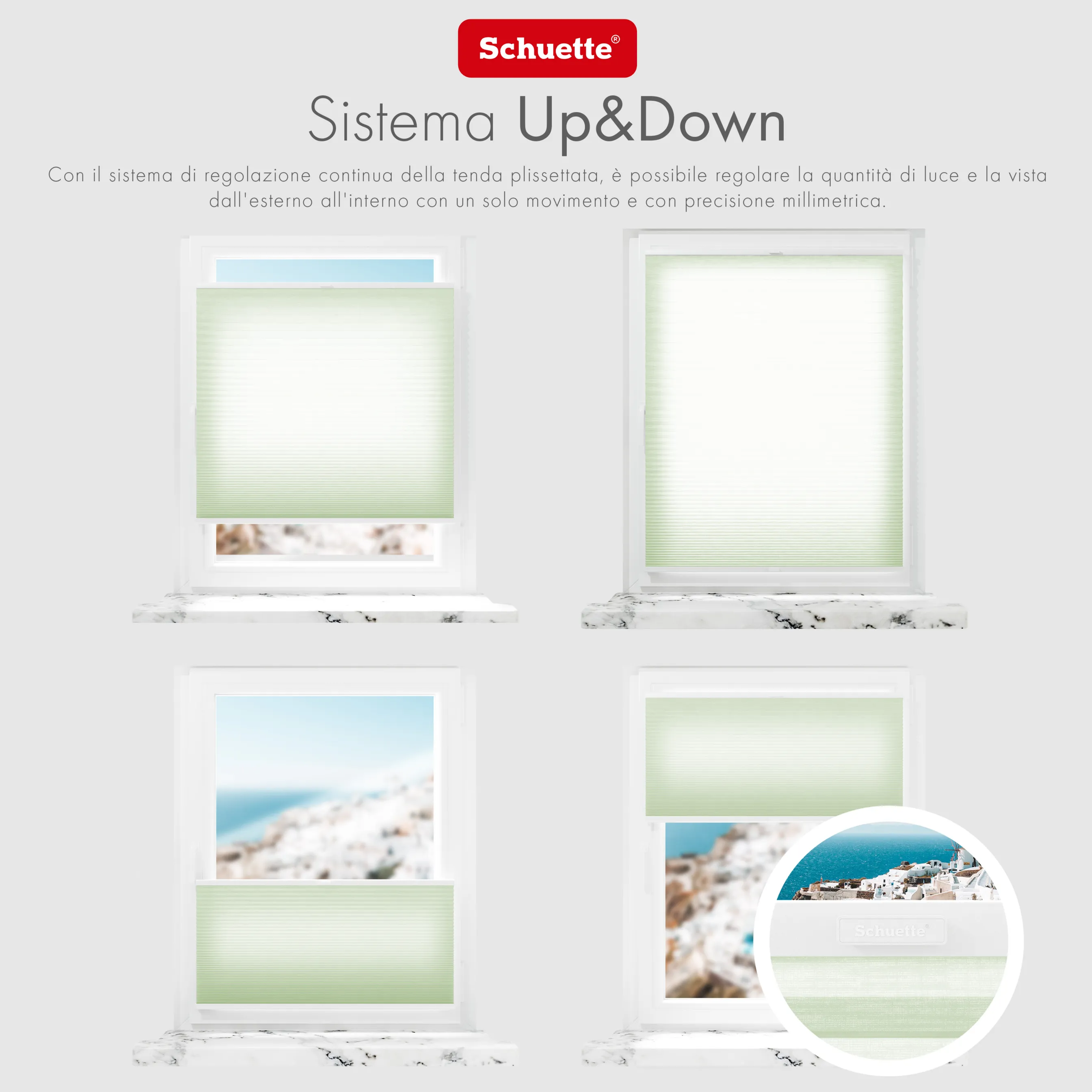 Schuette® Wabenplissee mit Bohren nach Maß • Suprafix "Double 2in1" Schraub- & Klemmhalter • Thermo x Honey Kollektion: Let’s Matcha! (Pastellgrün) • Profilfarbe: Anthrazit