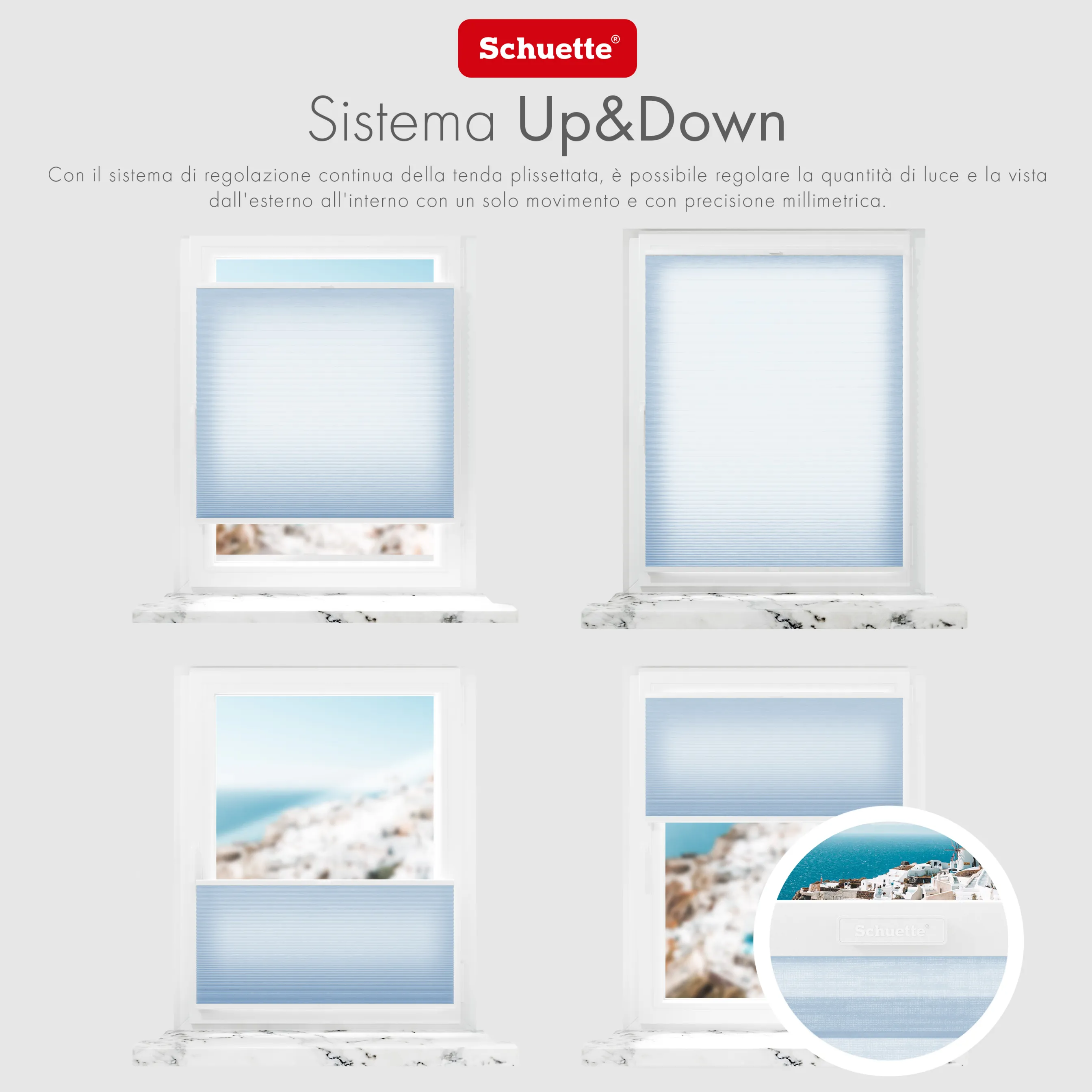 Schuette® Wabenplissee mit Bohren nach Maß • Suprafix "Double 2in1" Schraub- & Klemmhalter • Thermo x Honey Kollektion: Ice Pop (Hellblau) • Profilfarbe: Weiß