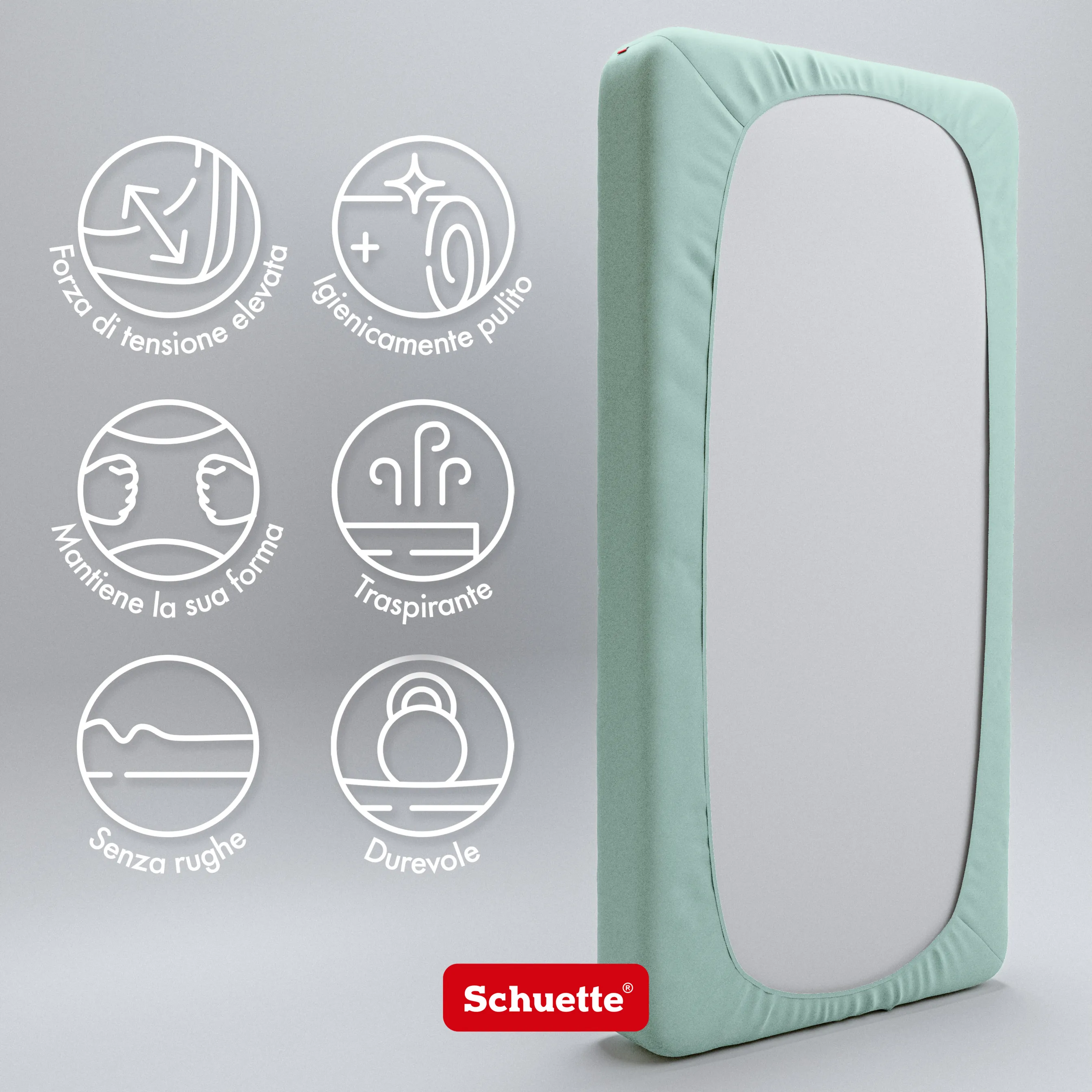Schuette® Spannbettlaken • 180 x 200 • Wow! Kollektion: Icy Tiff (Pastelltürkis) • 100% Superfluff Baumwolle, Blickdicht, Faltenfrei • mit Rundumgummi • Matratzenhöhe bis 20 cm