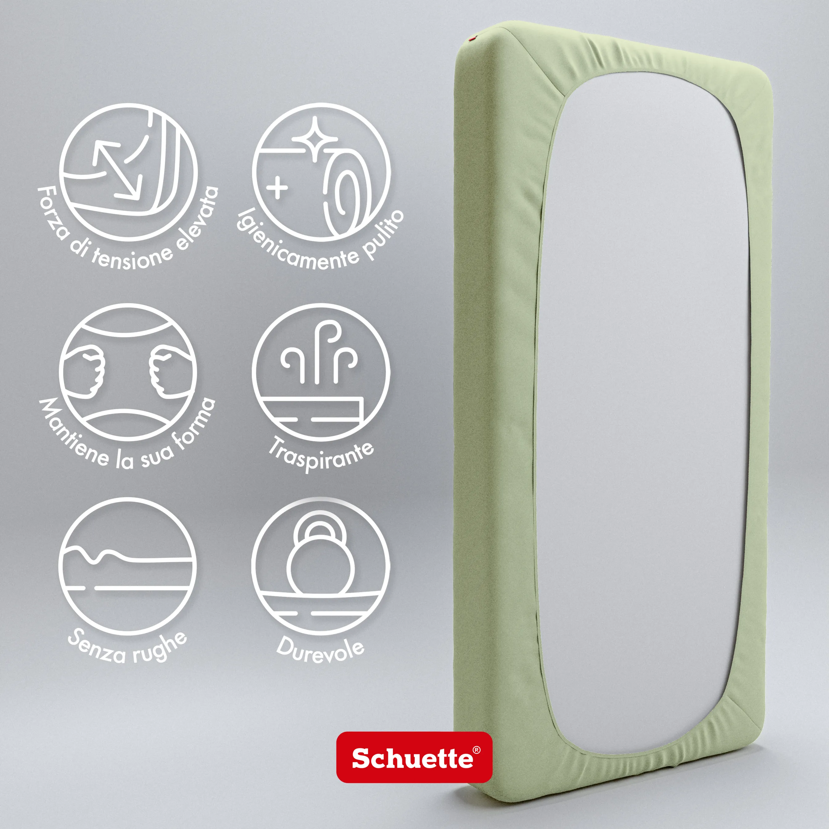 Schuette® Spannbettlaken • 90 x 200 • Wow! Kollektion: Pistachio Scoop (Pastellgrün) • 100% Superfluff Baumwolle, Blickdicht, Faltenfrei • mit Rundumgummi • Matratzenhöhe bis 30 cm