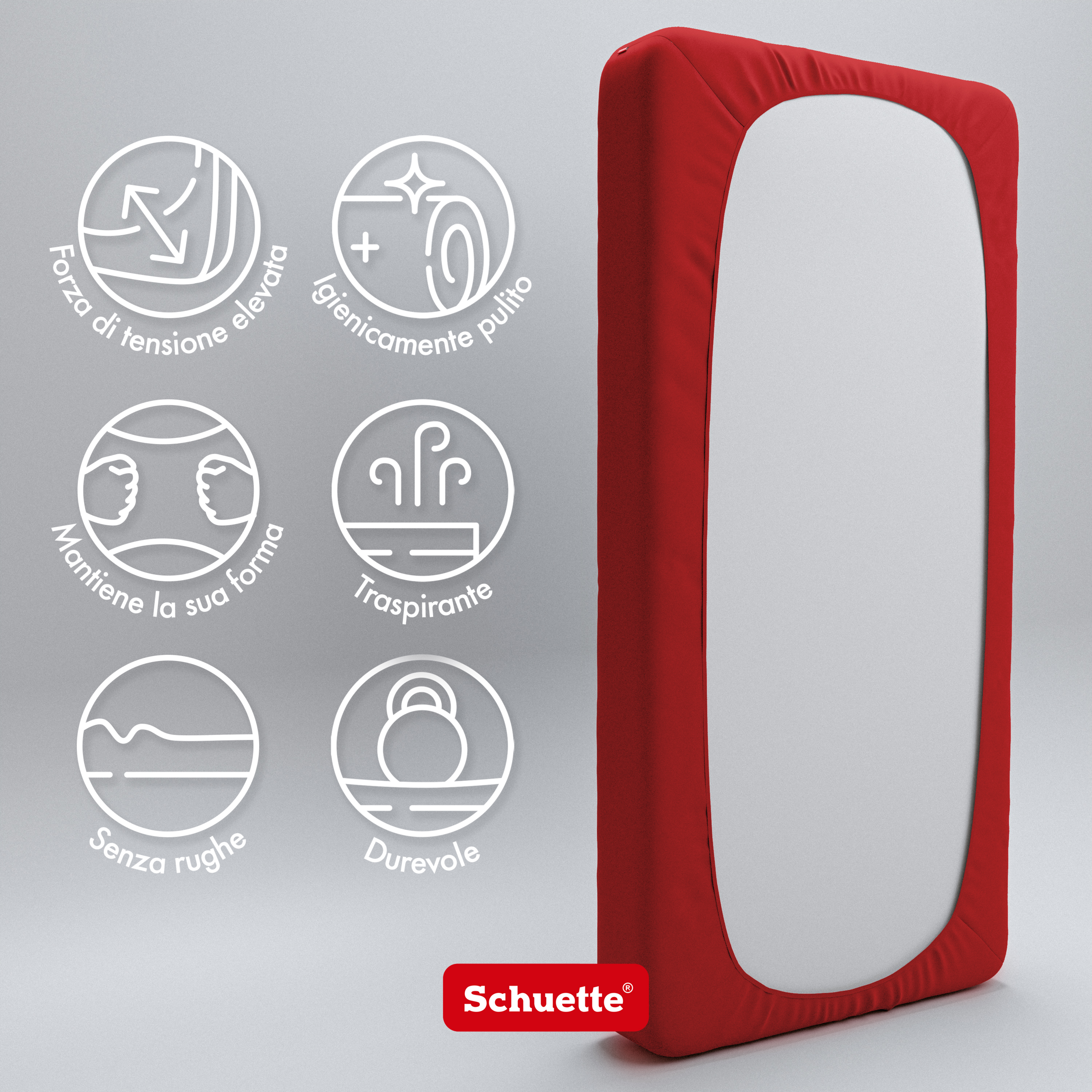 Schuette® Topper Spannbettlaken • 100 x 200 • Wow! Kollektion: Red-volution (Weinrot) • 100% Superfluff Baumwolle, Blickdicht, Faltenfrei • mit Rundumgummi • Matratzenhöhe bis 10 cm