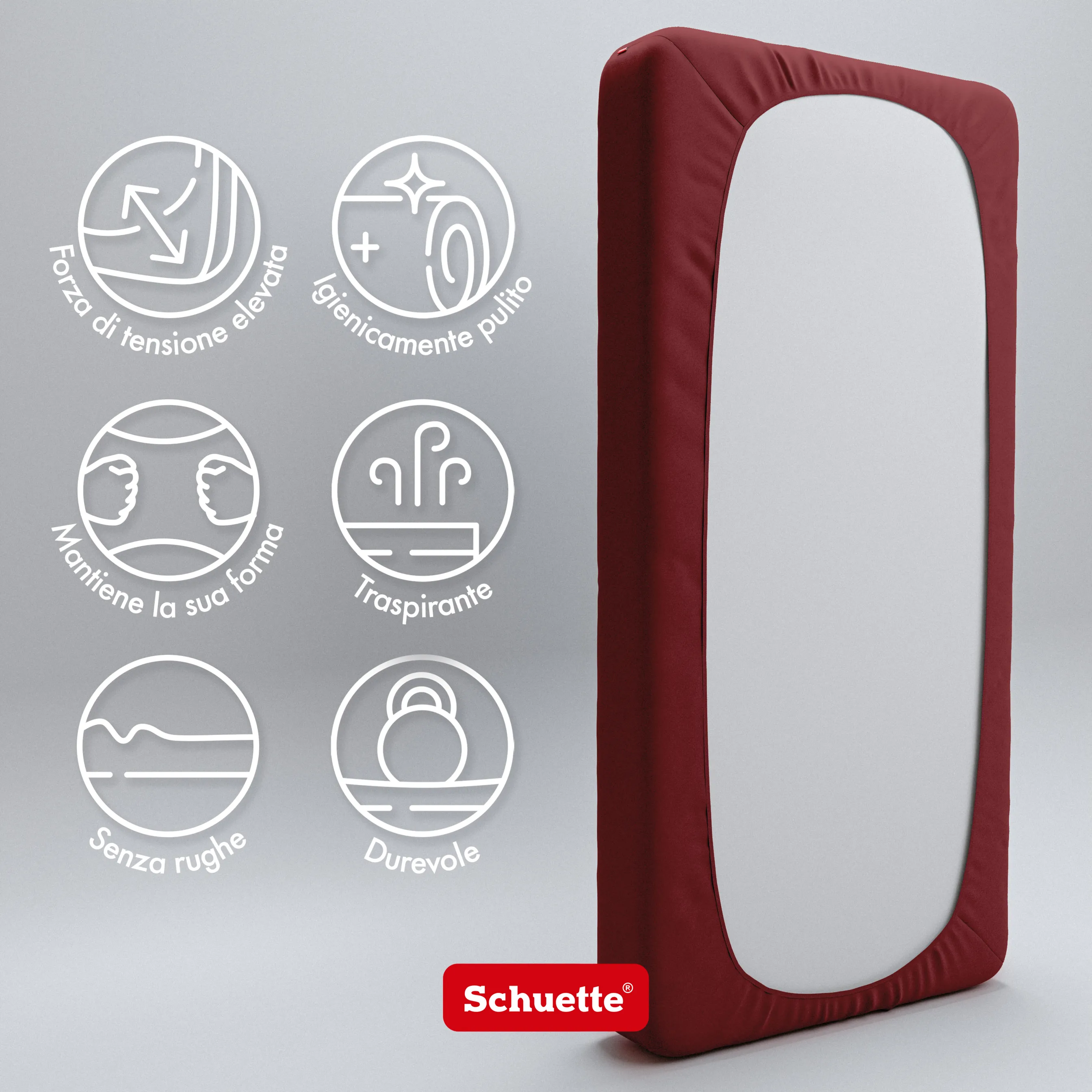 Schuette® Spannbettlaken • 180 x 200 • Wow! Kollektion: Big Apple (Burgunderrot) • 100% Superfluff Baumwolle, Blickdicht, Faltenfrei • mit Rundumgummi • Matratzenhöhe bis 35 cm