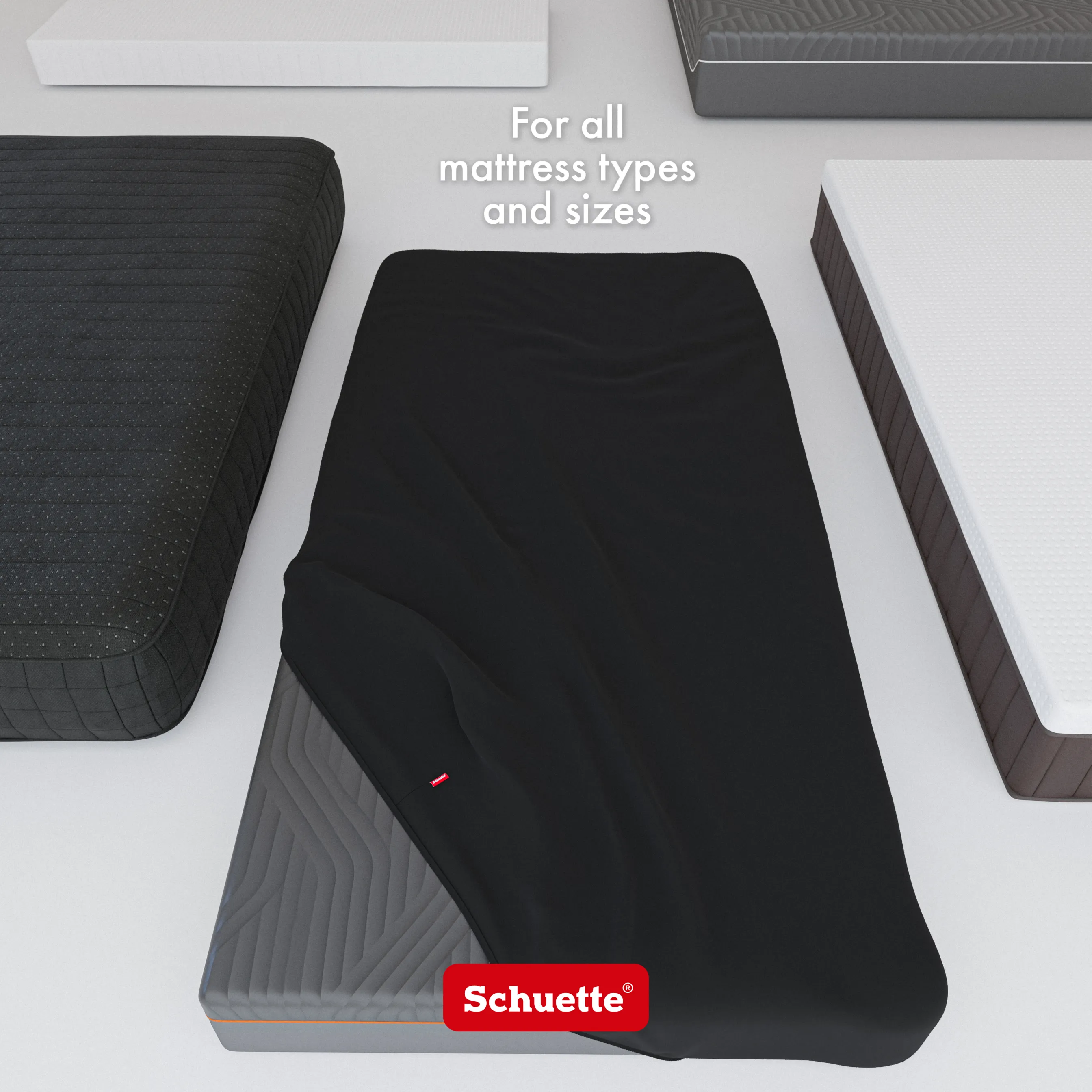 Schuette® Spannbettlaken • 200 x 220 • Wow! Kollektion: Beyond Black (Schwarz) • 100% Superfluff Baumwolle, Blickdicht, Faltenfrei • mit Rundumgummi • Matratzenhöhe bis 25 cm