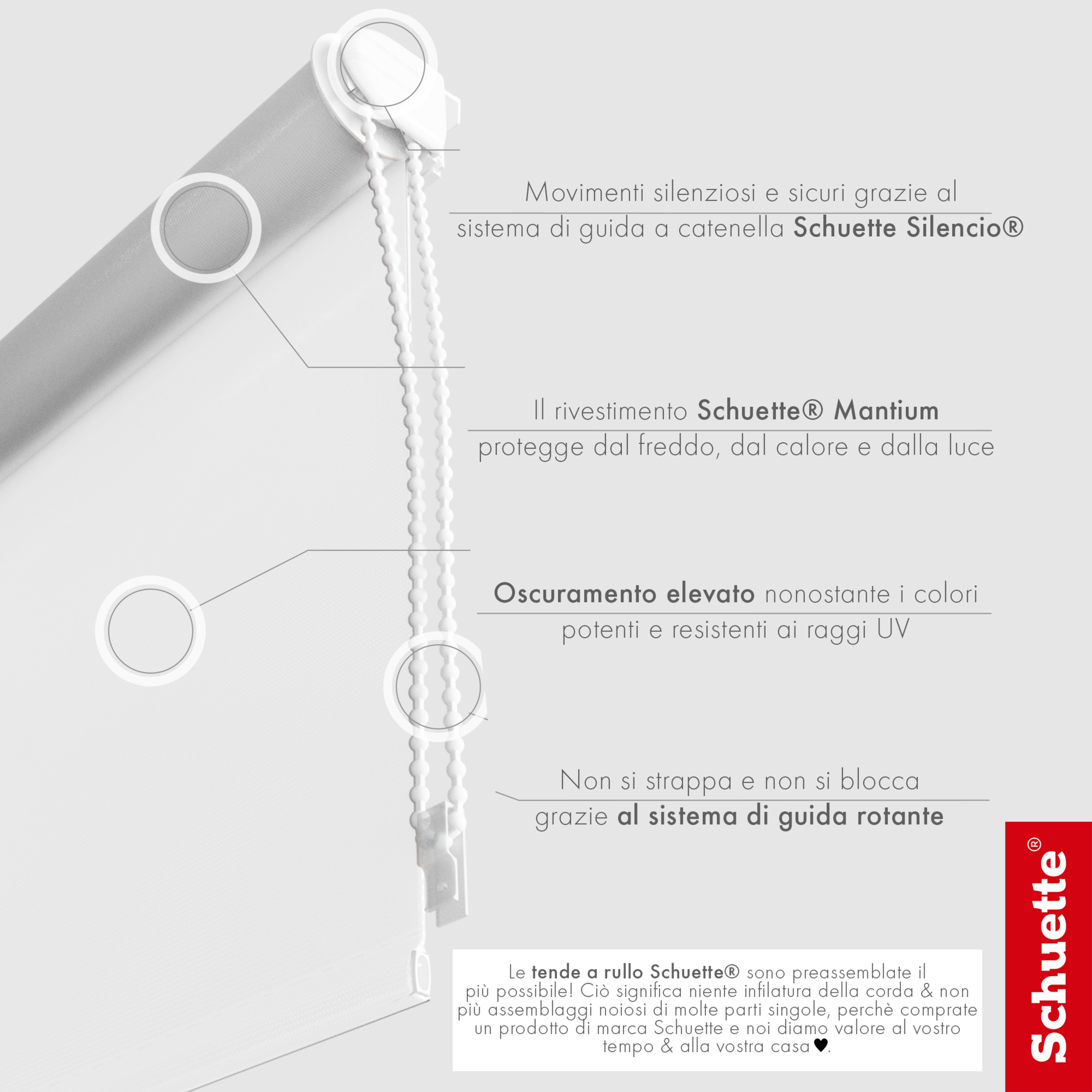 Schuette® Verdunkelungsrollo ohne Bohren & mit Bohren 2in1 nach Maß ● Kollektion Thermo Blackout: Snowflake (Weiß) ● Profilfarbe: Braun