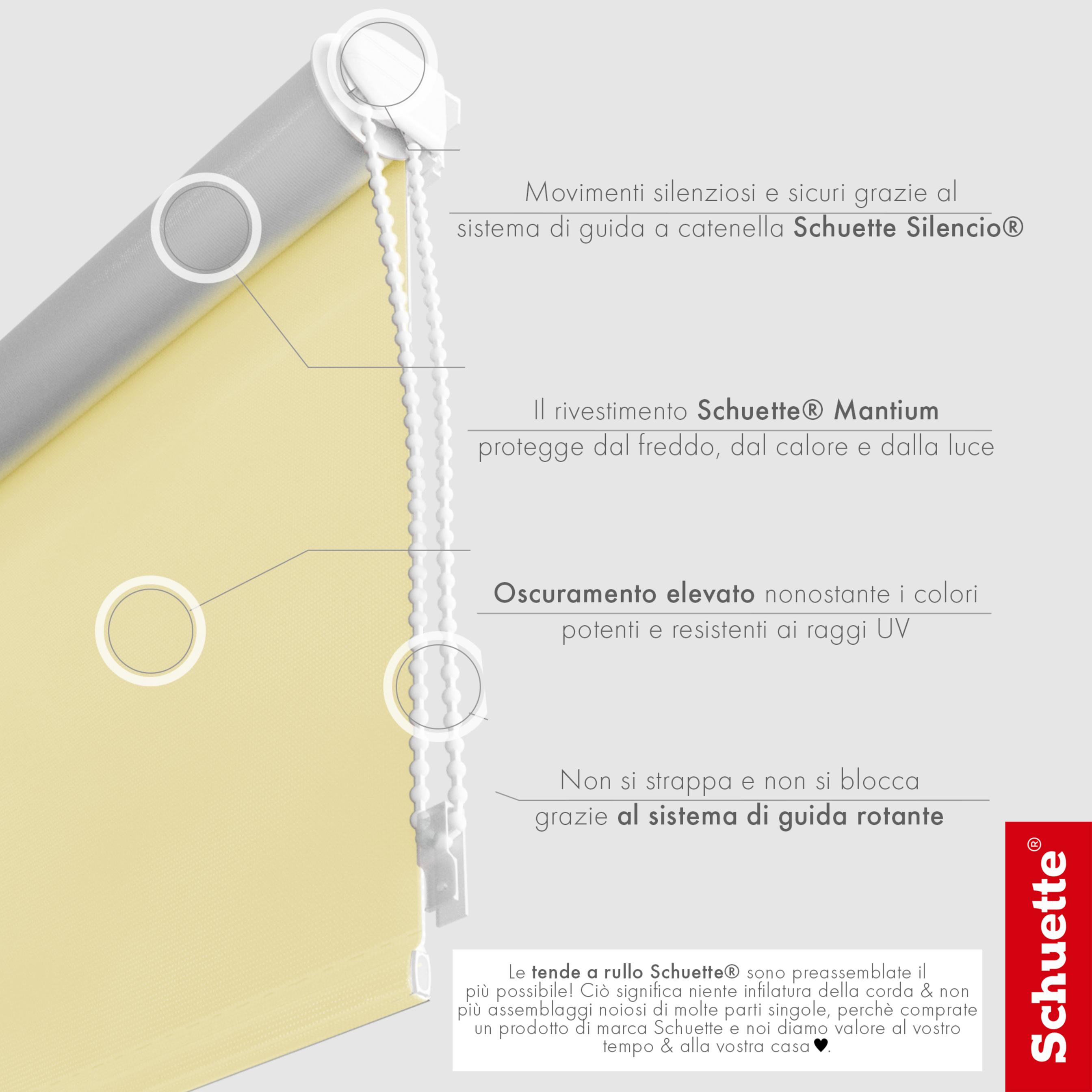 Schuette® Verdunkelungsrollo ohne Bohren & mit Bohren 2in1 nach Maß ● Kollektion Thermo Blackout: Sandy Shore (Beige) ● Profilfarbe: Grau