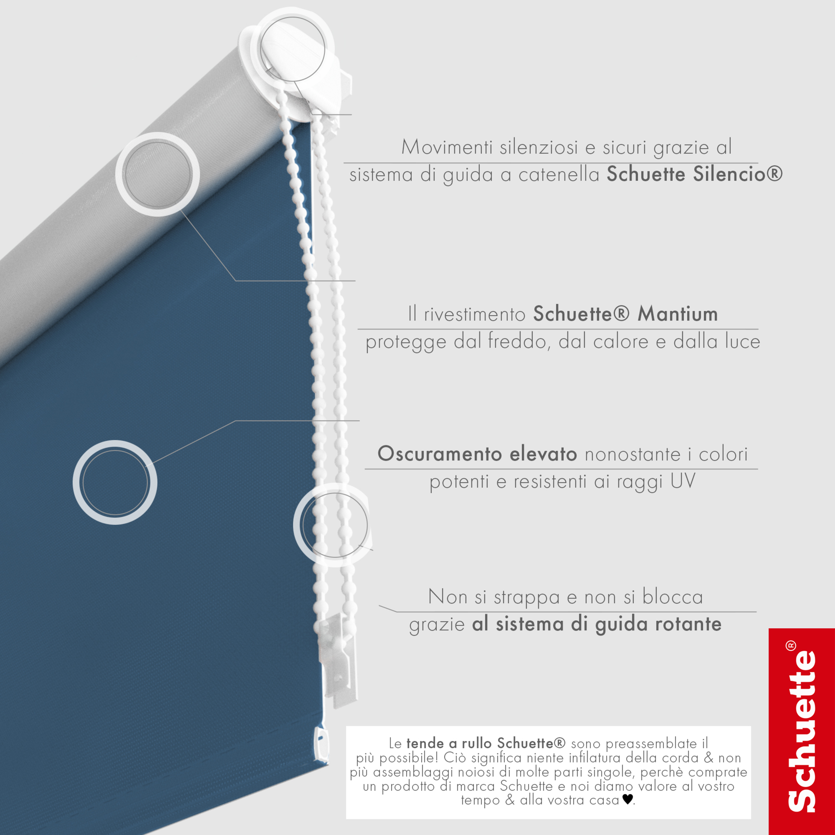 Schuette® Verdunkelungsrollo ohne Bohren & mit Bohren 2in1 nach Maß ● Kollektion Thermo Blackout: Navy Blue (Blau) ● Profilfarbe: Braun