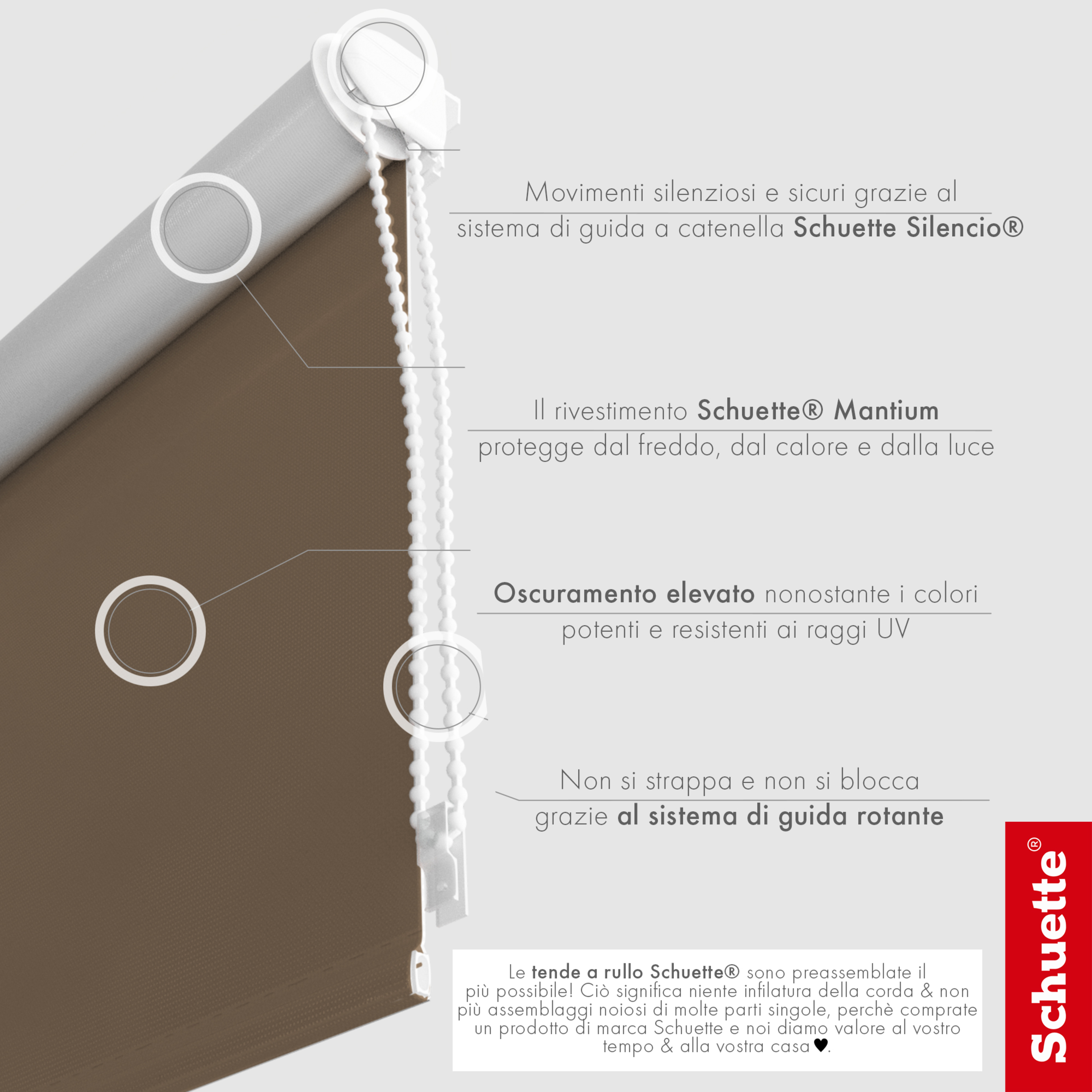 Schuette® Verdunkelungsrollo ohne Bohren & mit Bohren 2in1 nach Maß ● Kollektion Thermo Blackout: Dark Walnut (Braun) ● Profilfarbe: Braun