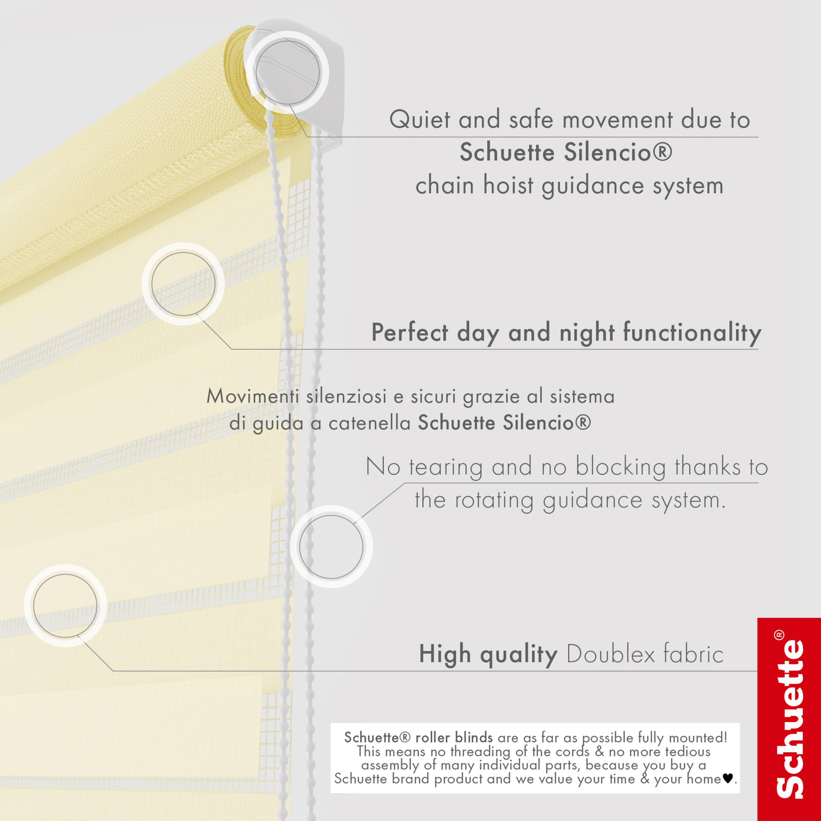 Schuette® Tag und Nacht Rollo ohne Bohren & mit Bohren 2in1 nach Maß • Doppelrollo Kollektion: Light Apricot (Beige) • Profilfarbe: Schwarz