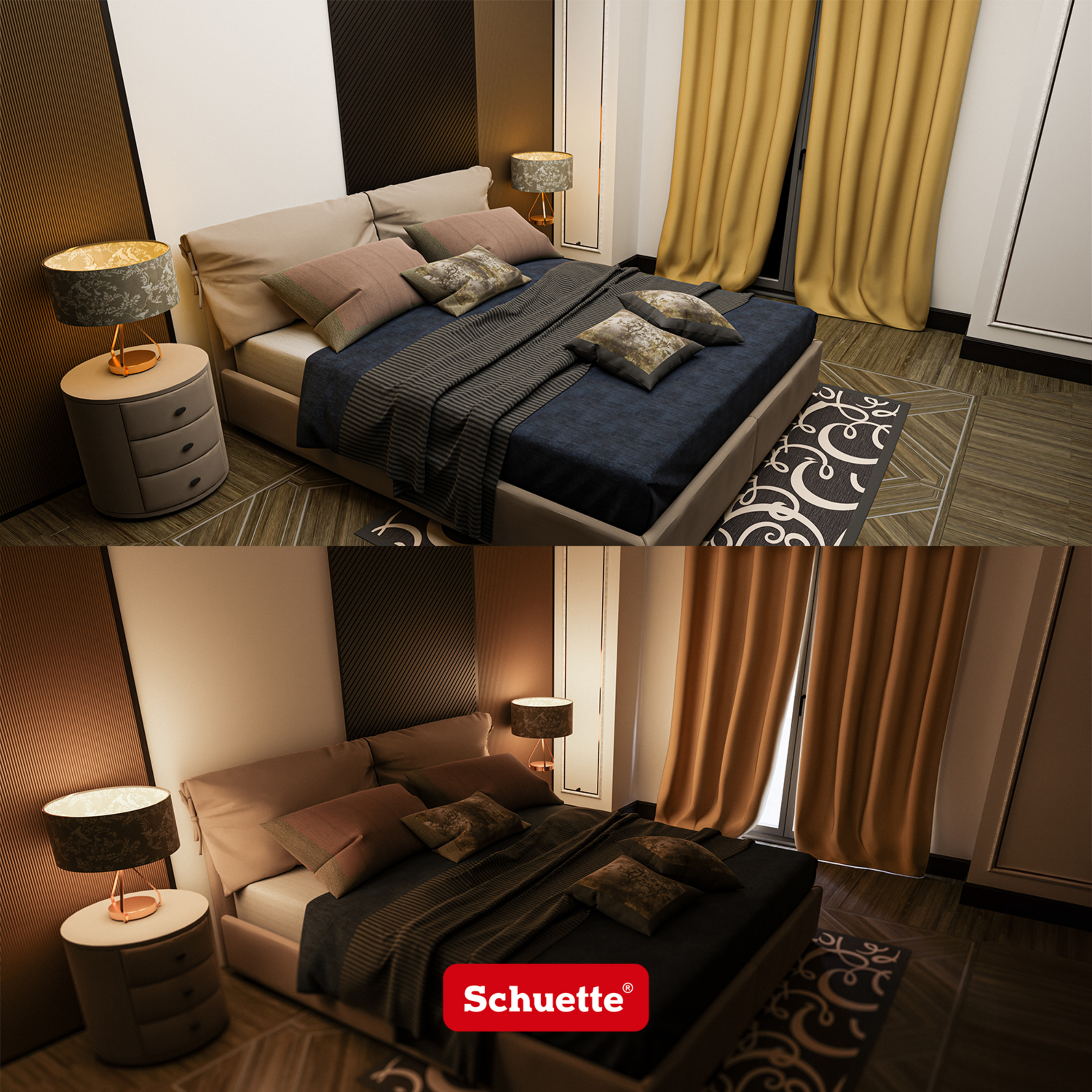 Schuette® Verdunkelungs-Vorhang Gardine mit Tunnelband nach Maß ● Century Black Kollektion: Cactus Bloom (Grün) ● 1 Stück ● Knitterfrei Pflegeleicht Thermo Blickdicht & stark Abdunkelnd