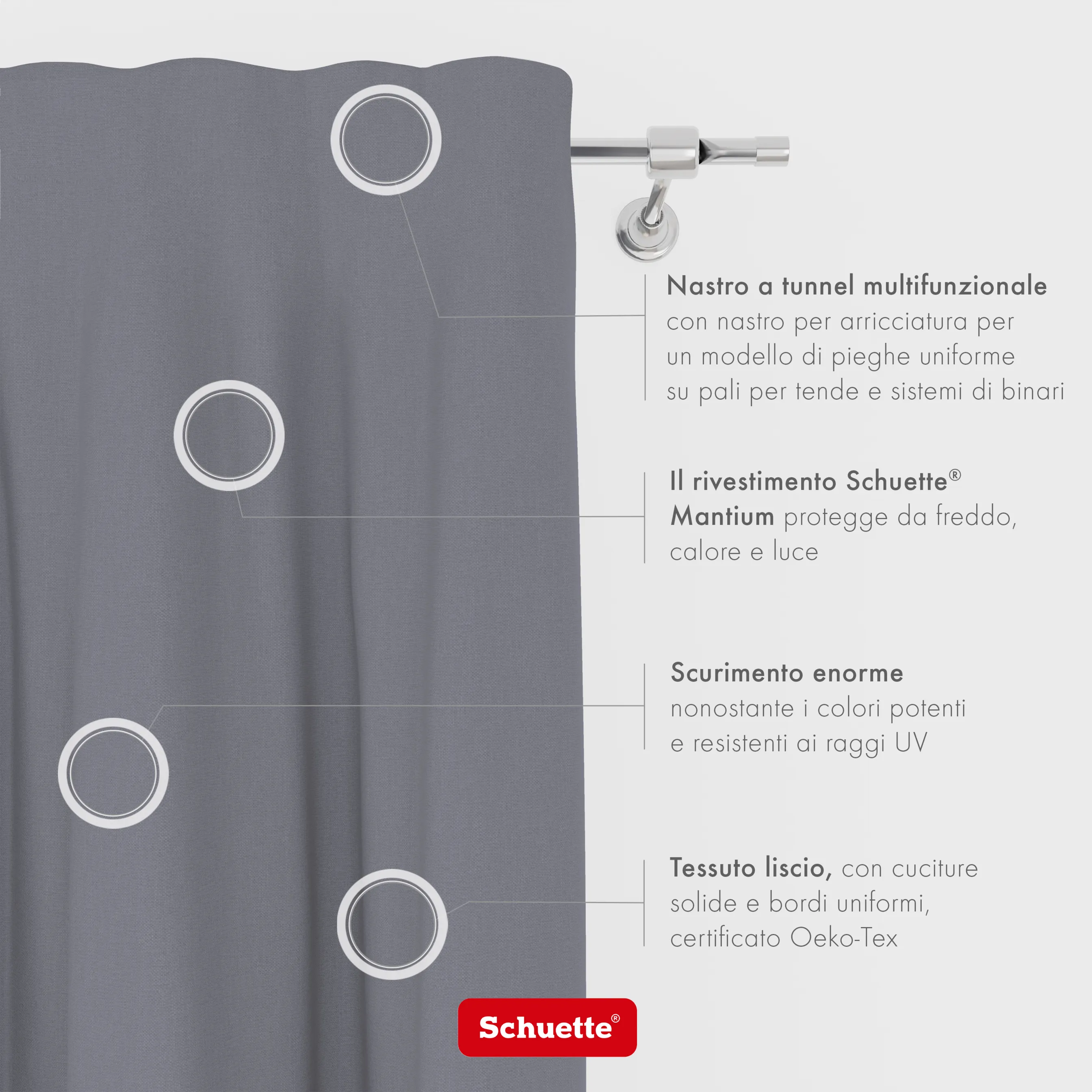 Schuette® Verdunkelungs-Vorhang Gardine mit Tunnelband nach Maß ● Century Black Kollektion: Misty Harbor (Grau) ● 1 Stück ● Knitterfrei Pflegeleicht Thermo Blickdicht & stark Abdunkelnd
