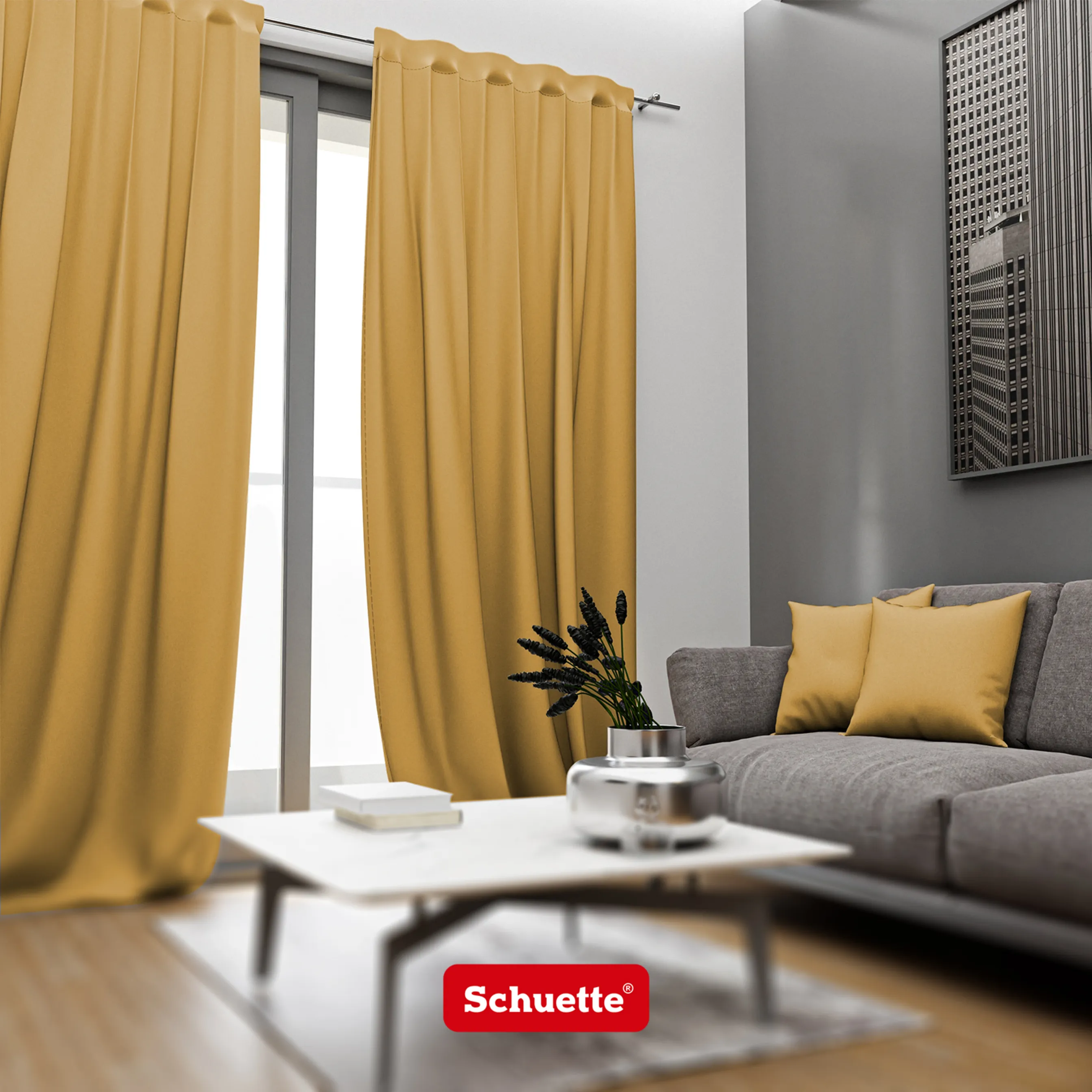 Schuette® Verdunkelungs-Vorhang Gardine mit Tunnelband nach Maß ● Century Black Kollektion: Tuscan sun (Beige) ● 1 Stück ● Knitterfrei Pflegeleicht Thermo Blickdicht & stark Abdunkelnd
