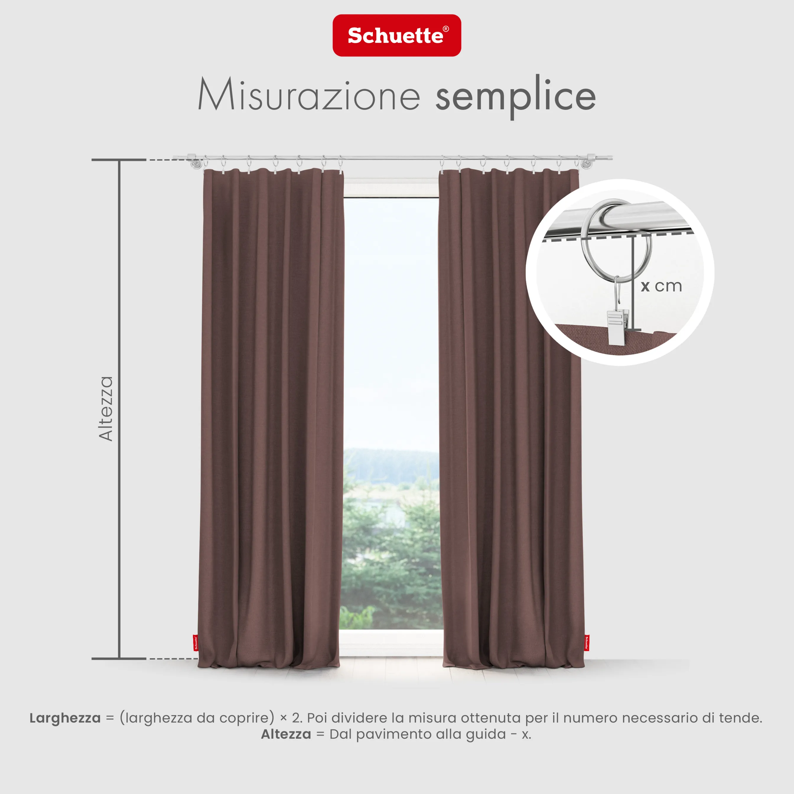 Schuette® Verdunkelungs-Vorhang Gardine mit Tunnelband nach Maß ● Century Black Kollektion: Deep Walnut (Braun) ● 1 Stück ● Knitterfrei Pflegeleicht Thermo Blickdicht & stark Abdunkelnd