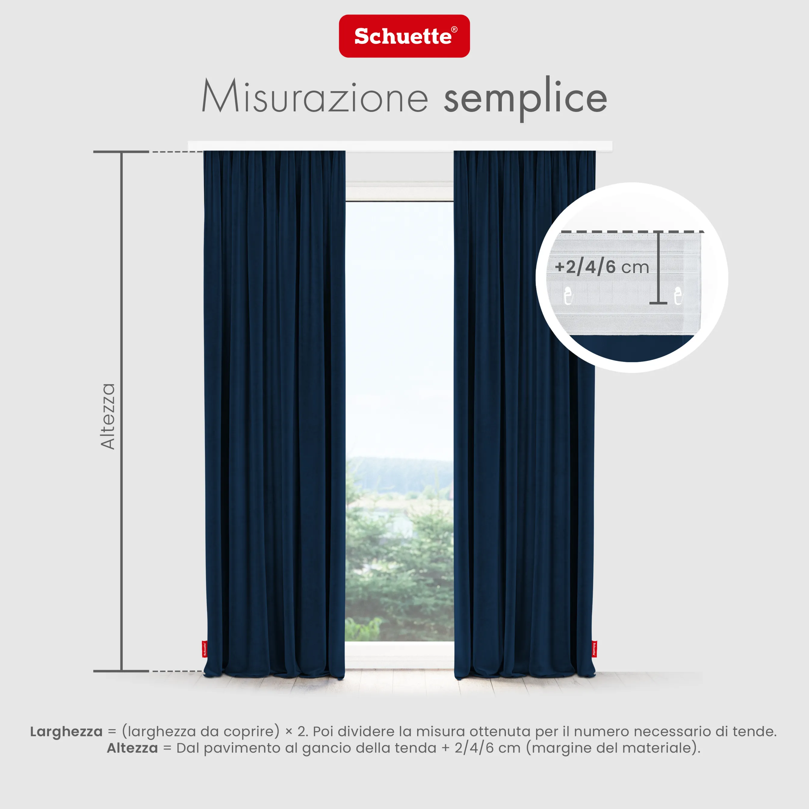 Schuette® Verdunkelungs-Vorhang Gardine mit Tunnelband nach Maß ● Millenium Velvet Kollektion: Royal Blue (Blau) ● 1 Stück ● Knitterfrei Pflegeleicht Thermo Blickdicht & stark Abdunkelnd