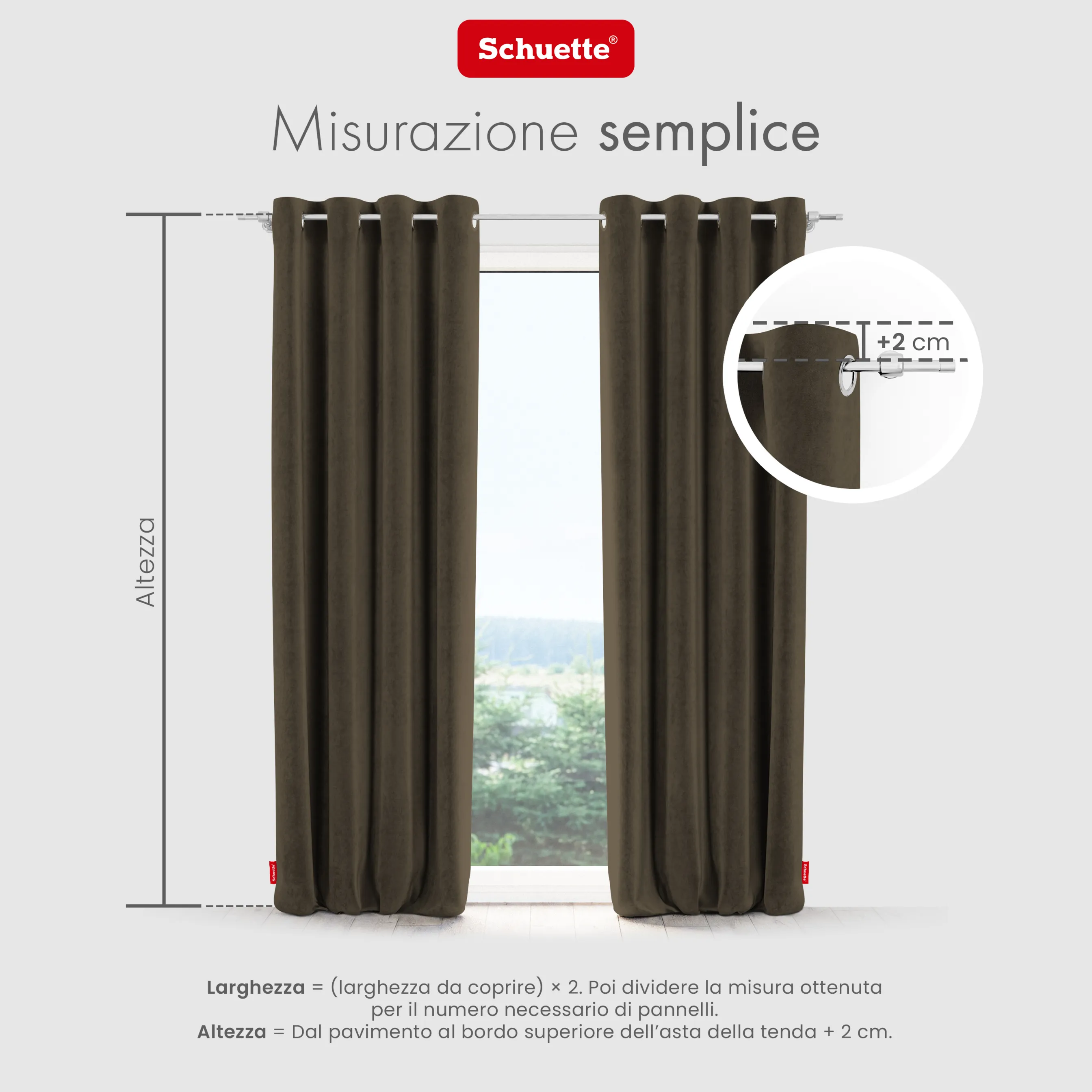 Schuette® Verdunkelungs-Vorhang Gardine mit Ösen nach Maß ● Millenium Velvet Kollektion: Bright Lead (Braun) ● 1 Stück ● Knitterfrei Pflegeleicht Thermo Blickdicht & stark Abdunkelnd