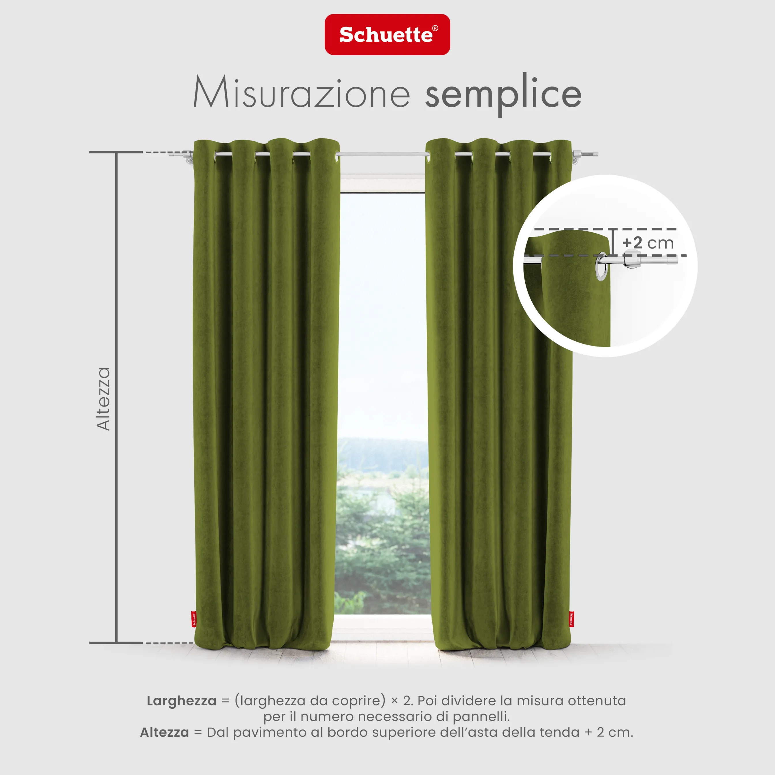 Schuette® Verdunkelungs-Vorhang Gardine mit Ösen nach Maß ● Millenium Velvet Kollektion: Olives Garden (Grün) ● 1 Stück ● Knitterfrei Pflegeleicht Thermo Blickdicht & stark Abdunkelnd