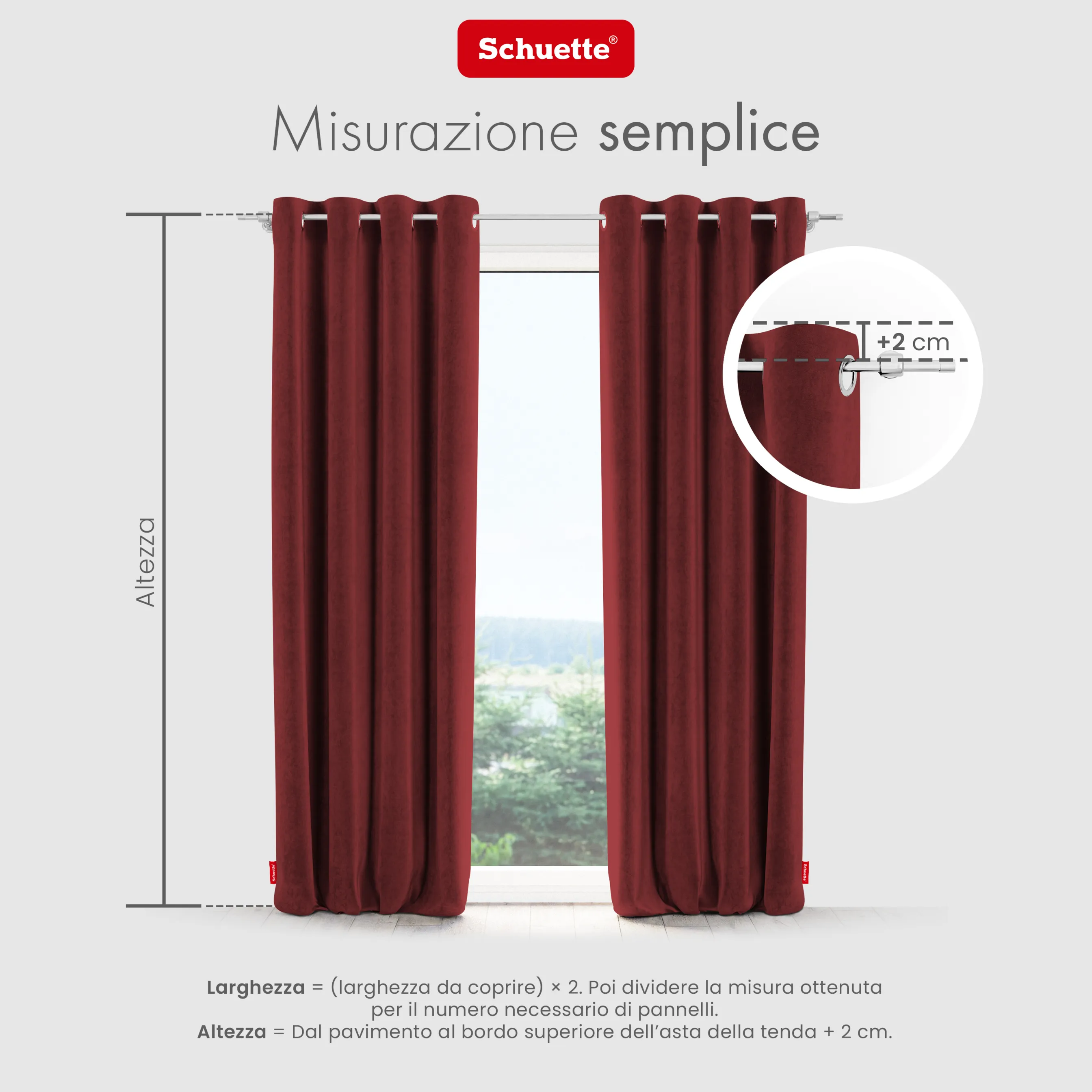 Schuette® Verdunkelungs-Vorhang Gardine mit Ösen nach Maß ● Millenium Velvet Kollektion: Carmine (Rot) ● 1 Stück ● Knitterfrei Pflegeleicht Thermo Blickdicht & stark Abdunkelnd