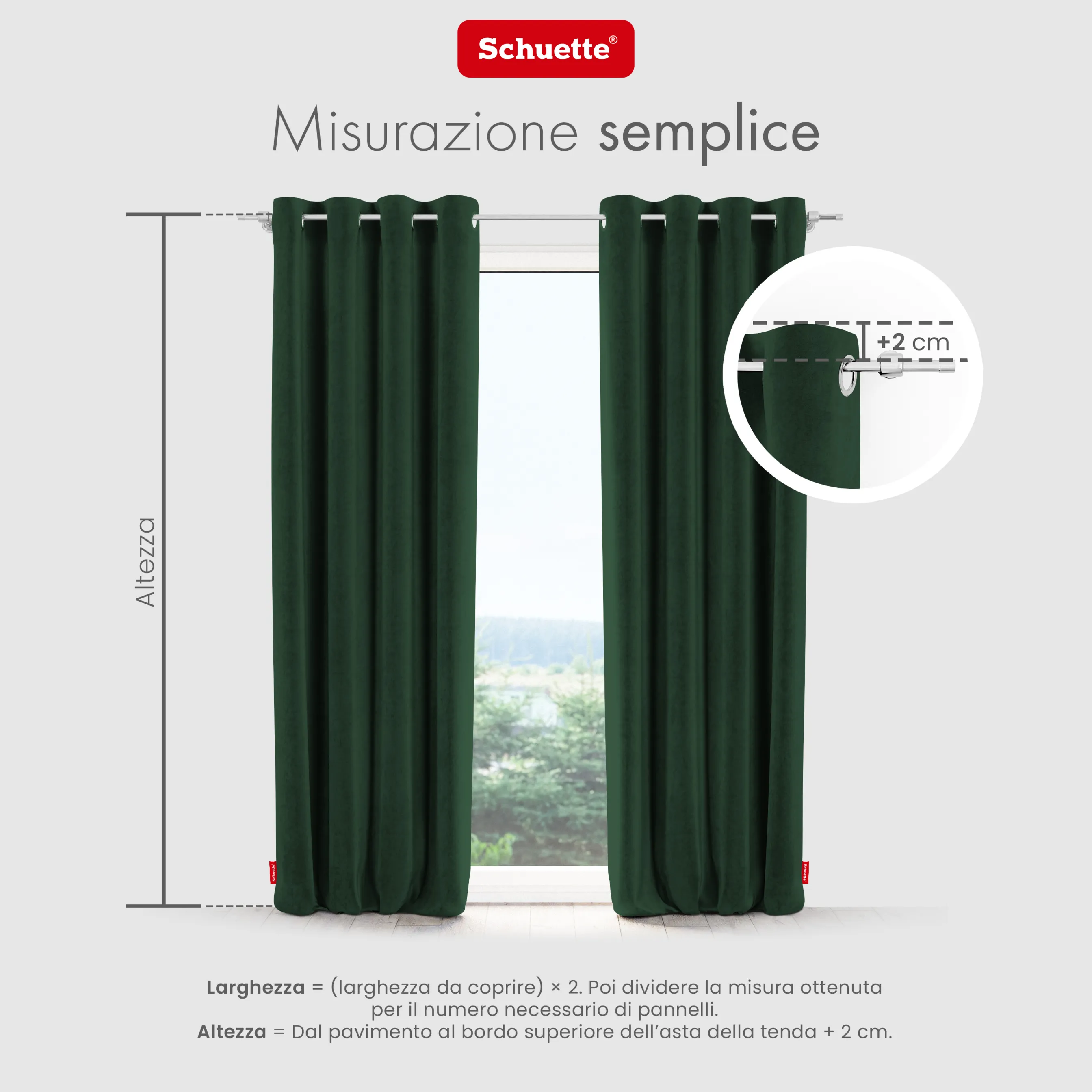 Schuette® Verdunkelungs-Vorhang Gardine mit Ösen nach Maß ● Millenium Velvet Kollektion: Dark Forest (Dunkelgrün) ● 1 Stück ● Knitterfrei Pflegeleicht Thermo Blickdicht & stark Abdunkelnd