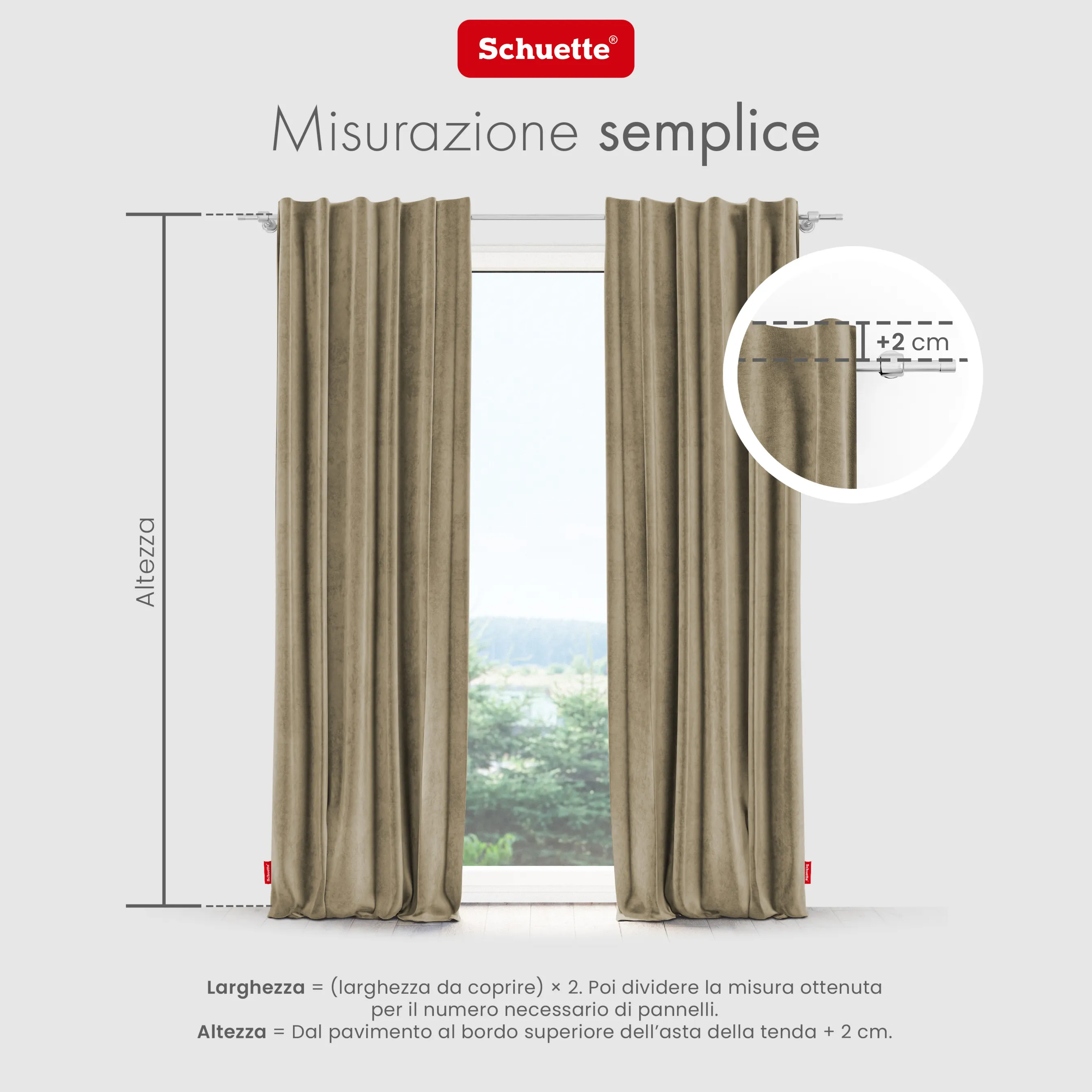 Schuette® Verdunkelungs-Vorhang Gardine mit Tunnelband nach Maß ● Millenium Velvet Kollektion: Brown Teddy (Beige) ● 1 Stück ● Knitterfrei Pflegeleicht Thermo Blickdicht & stark Abdunkelnd