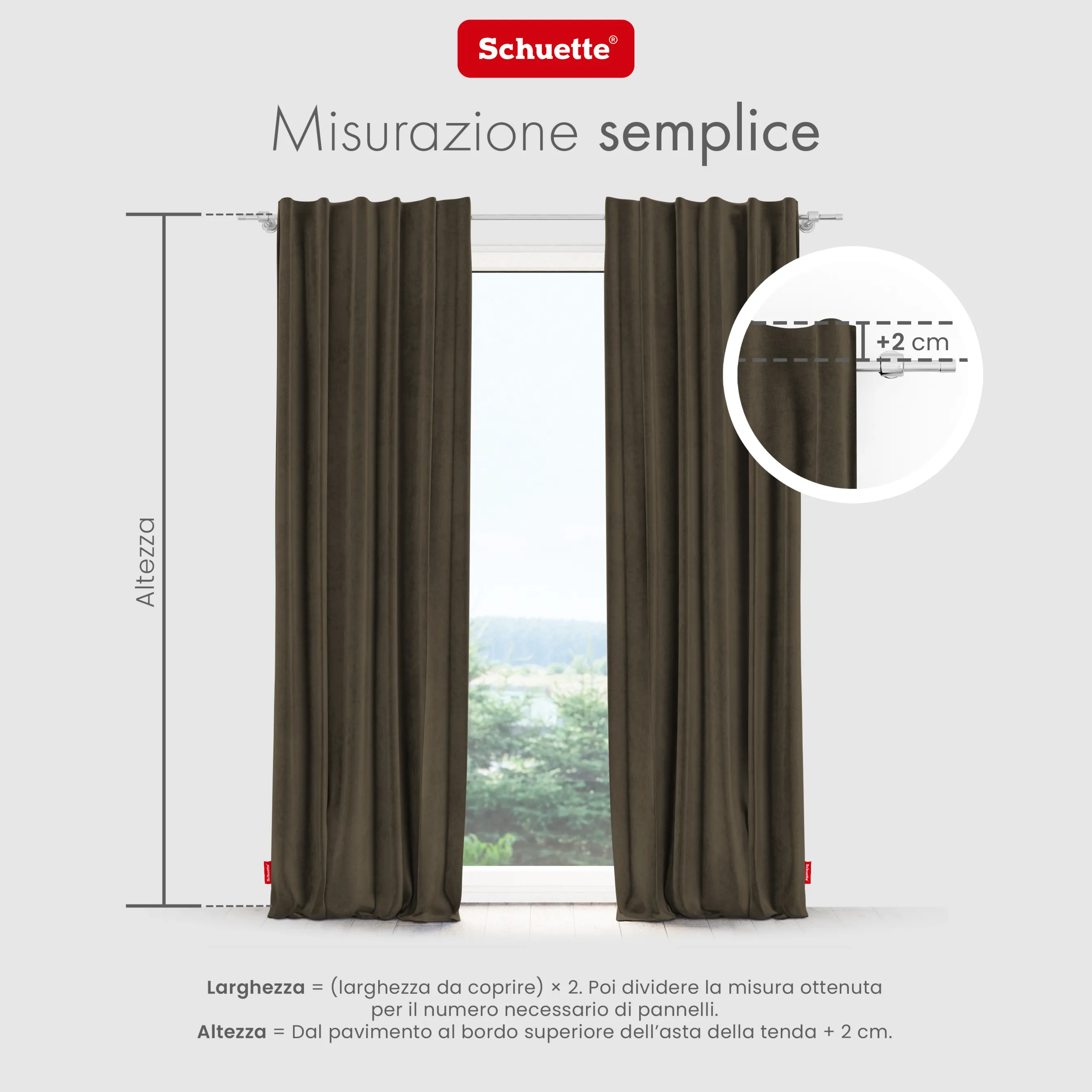 Schuette® Verdunkelungs-Vorhang Gardine mit Tunnelband nach Maß ● Millenium Velvet Kollektion: Bright Lead (Braun) ● 1 Stück ● Knitterfrei Pflegeleicht Thermo Blickdicht & stark Abdunkelnd