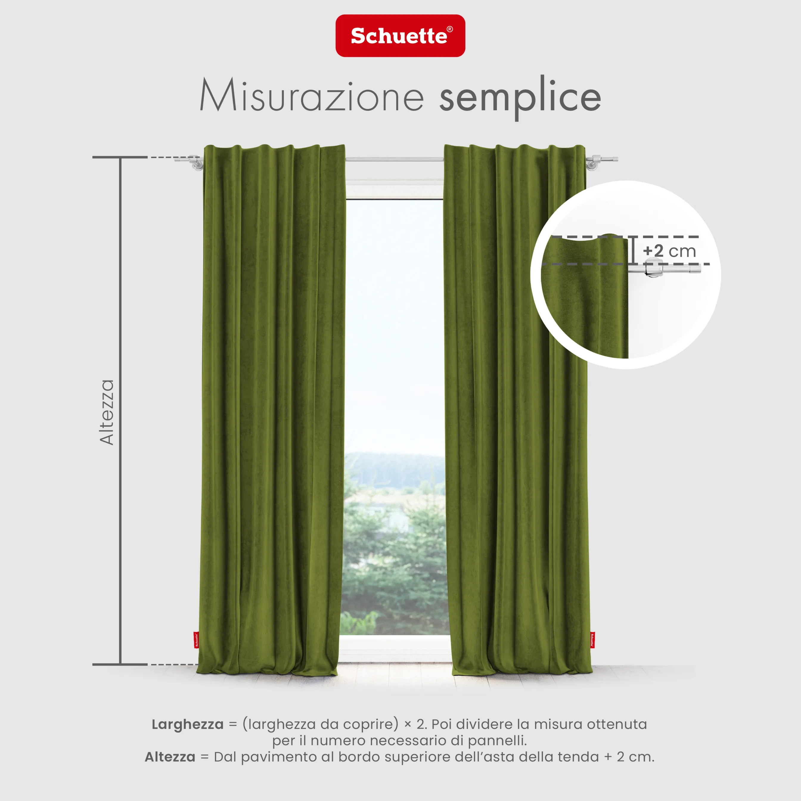 Schuette® Verdunkelungs-Vorhang Gardine mit Tunnelband nach Maß ● Millenium Velvet Kollektion: Olives Garden (Grün) ● 1 Stück ● Knitterfrei Pflegeleicht Thermo Blickdicht & stark Abdunkelnd