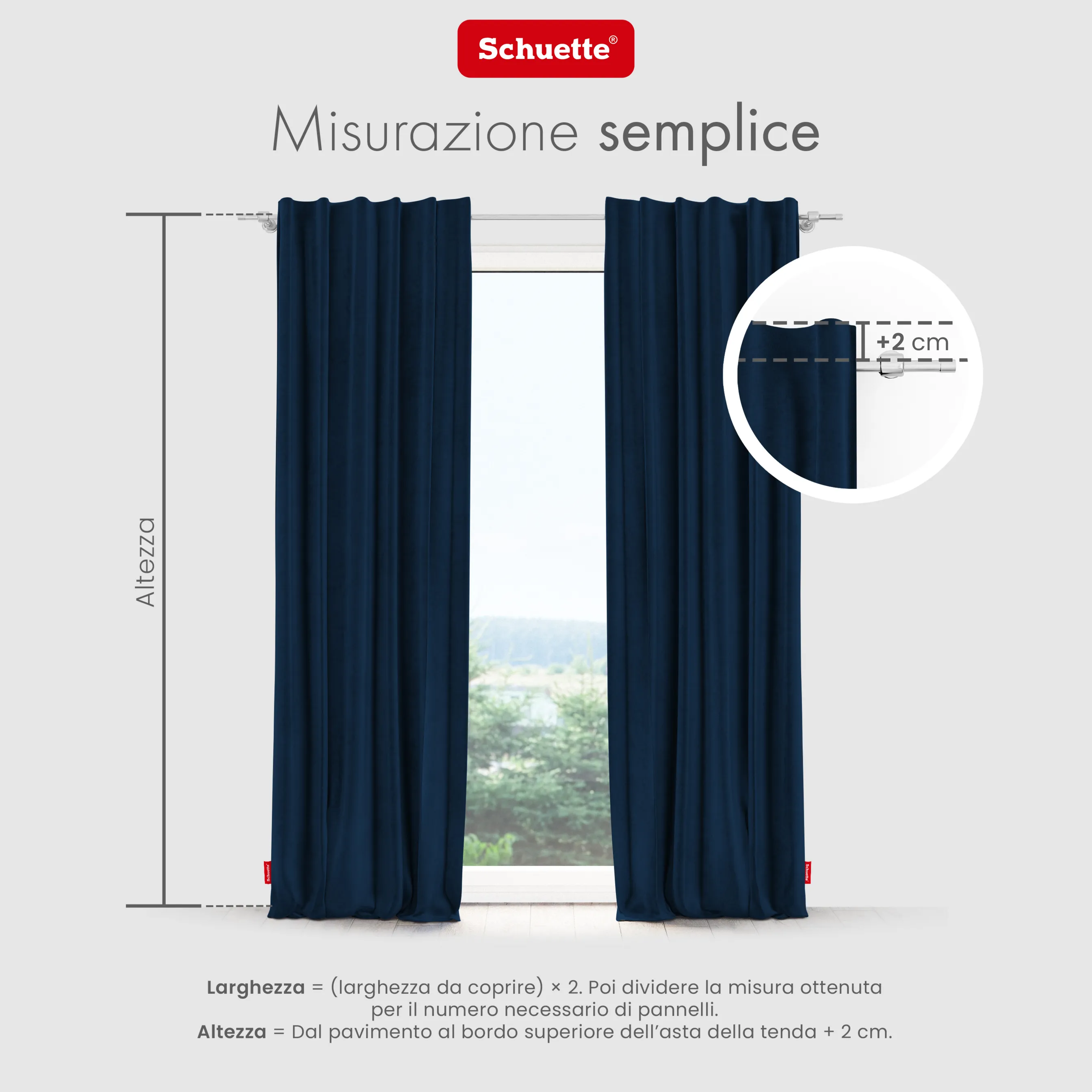 Schuette® Verdunkelungs-Vorhang Gardine mit Tunnelband nach Maß ● Millenium Velvet Kollektion: Royal Blue (Blau) ● 1 Stück ● Knitterfrei Pflegeleicht Thermo Blickdicht & stark Abdunkelnd