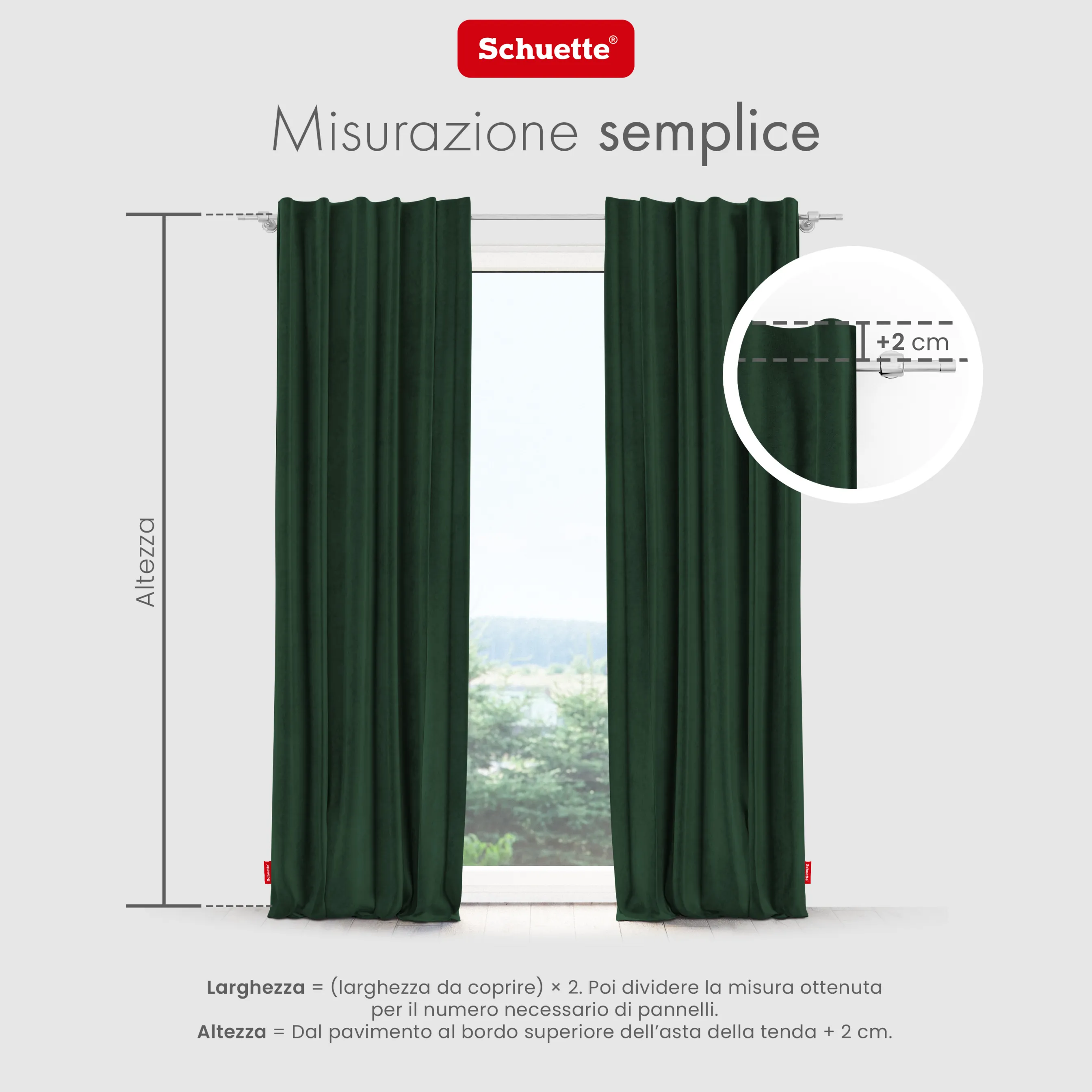 Schuette® Verdunkelungs-Vorhang Gardine mit Tunnelband nach Maß ● Millenium Velvet Kollektion: Dark Forest (Dunkelgrün) ● 1 Stück ● Knitterfrei Pflegeleicht Thermo Blickdicht & stark Abdunkelnd